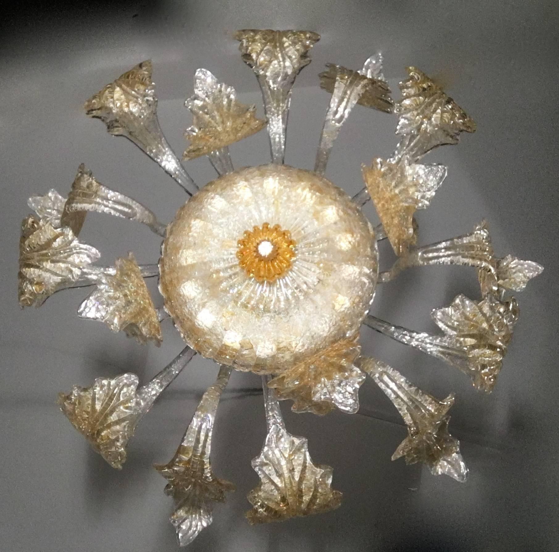 Gold Royal Chandelier by Barovier & Toso, 1980s For Sale 2