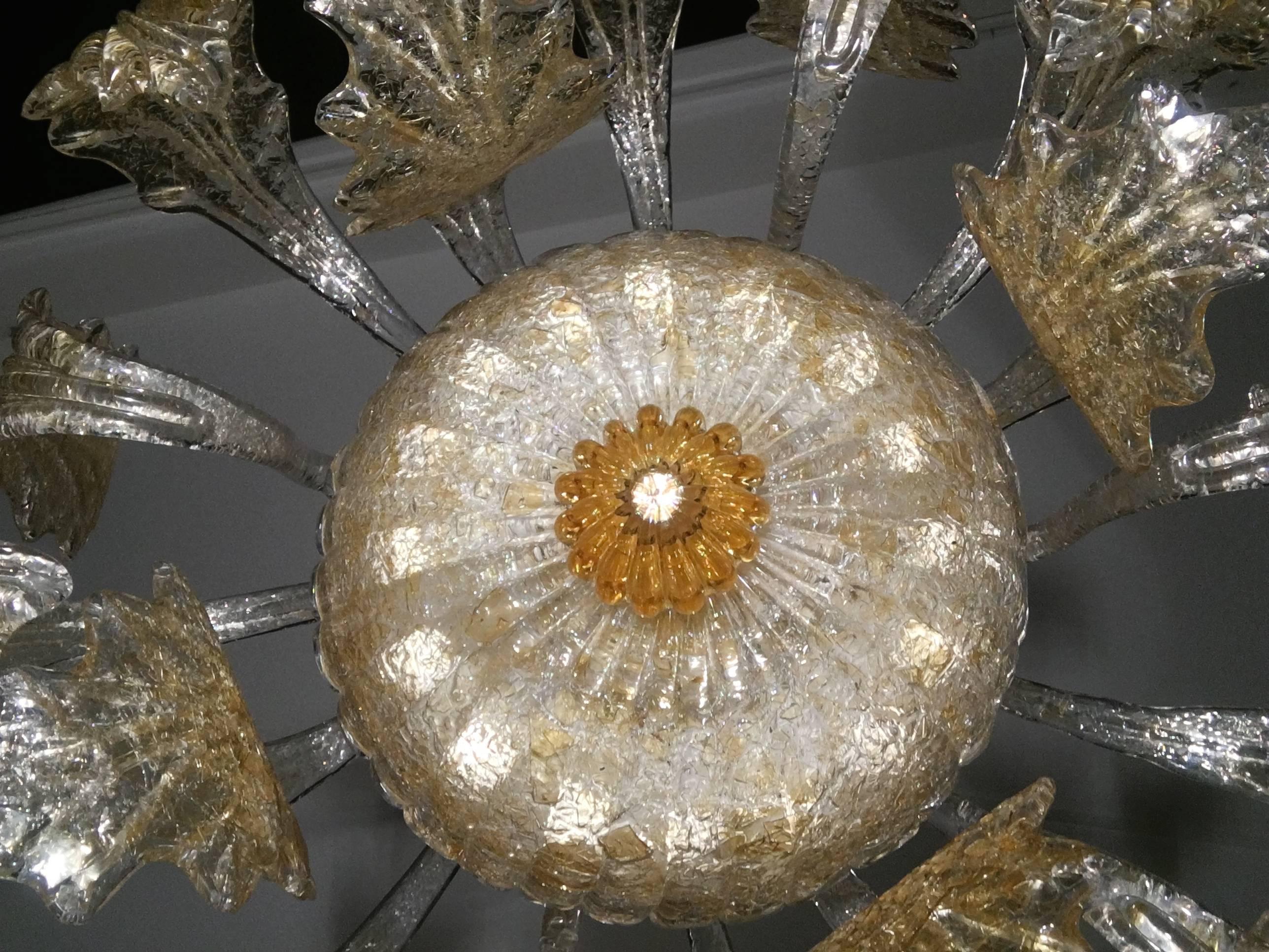 Gold Royal Chandelier by Barovier & Toso, 1980s For Sale 3