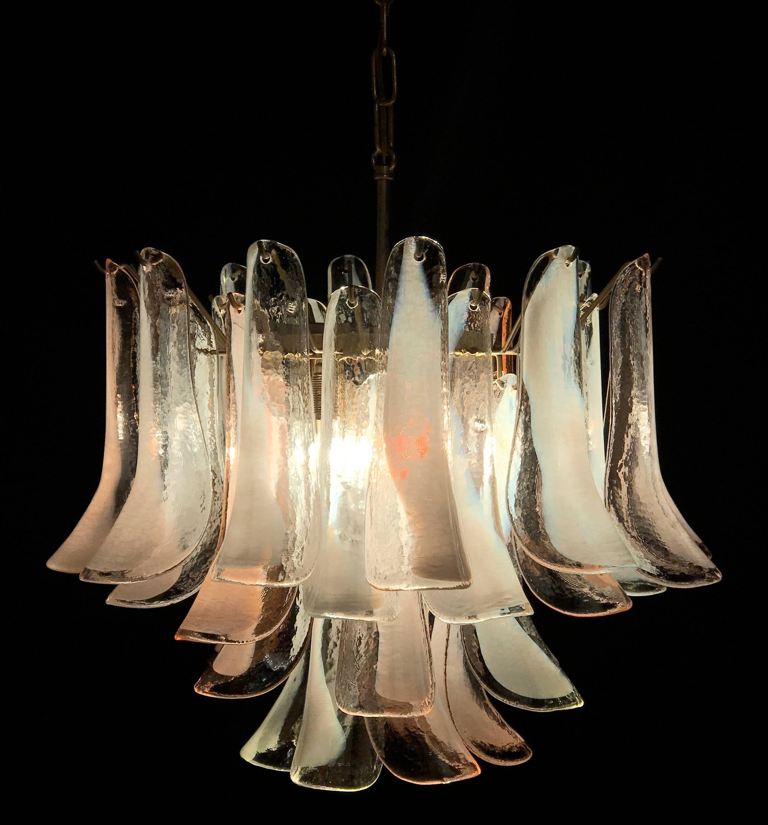 20th Century Pair of Beautiful Murano Petals Chandeliers by Mazzega, 1980s For Sale
