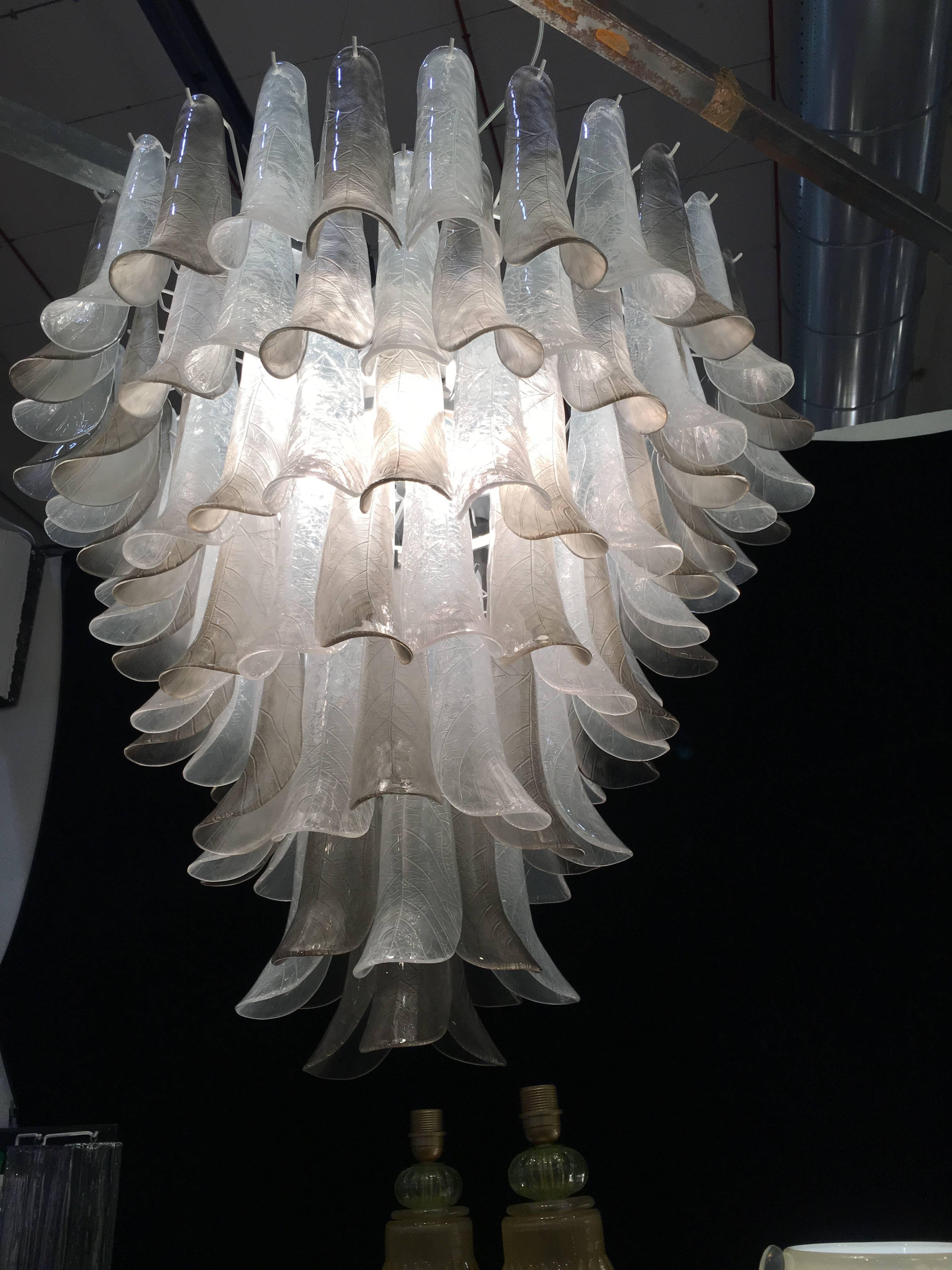 Metal Great Pair of Chandeliers in Precious Murano Glass For Sale