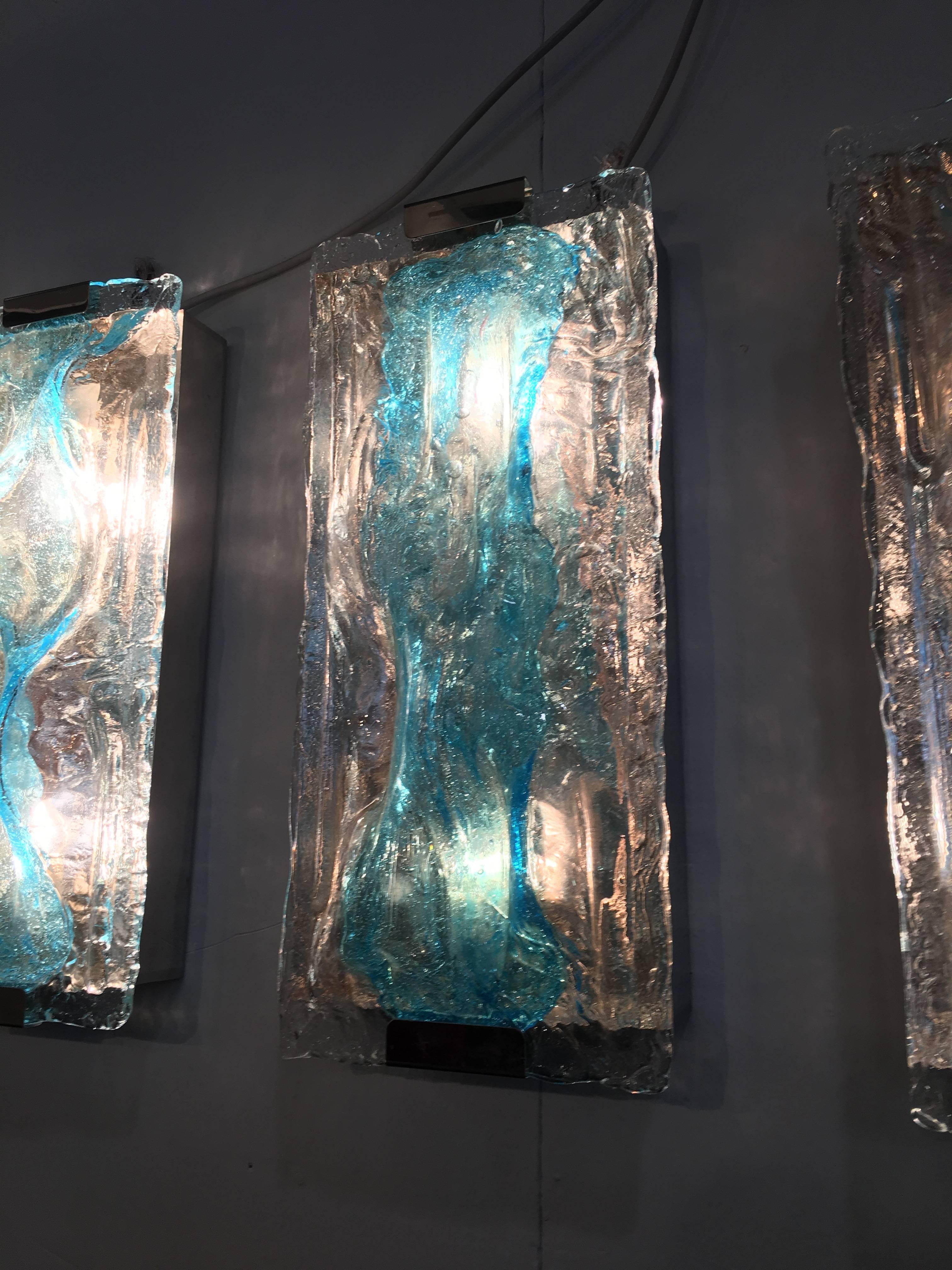 Amazing Trio of Murano Sconces by Mazzega, 1980s 3