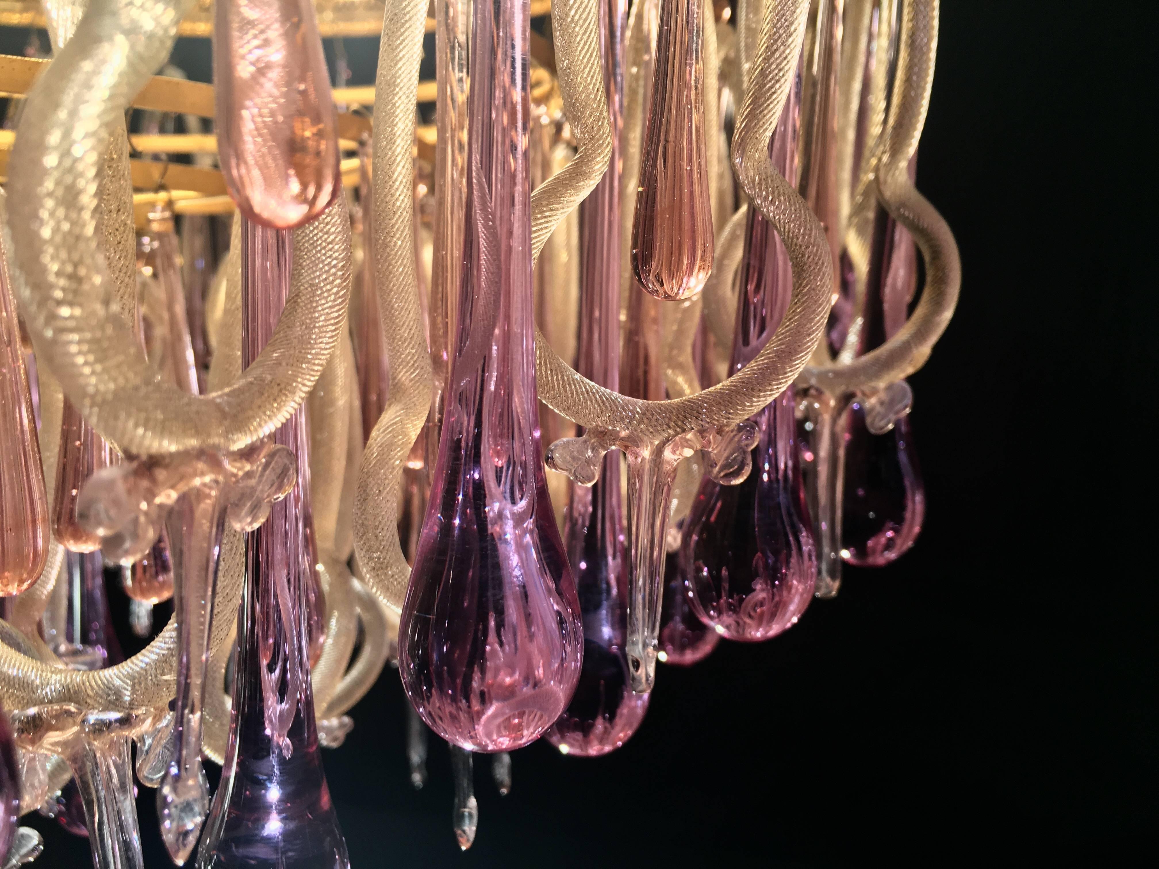 Mid-20th Century Extraordinary and Rare Chandelier Attributed to Barovier & Toso, 1960s For Sale