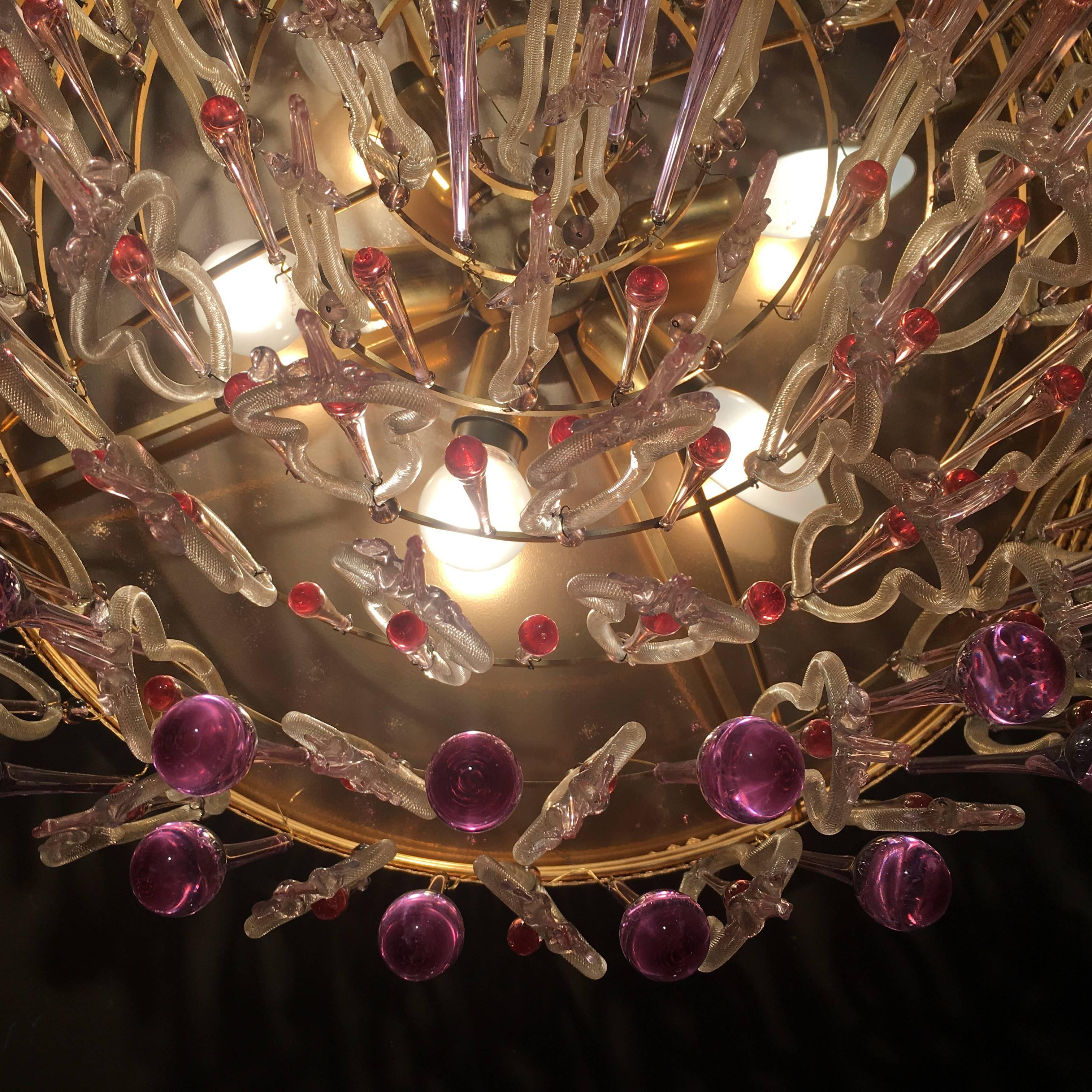 Extraordinary and Rare Chandelier Attributed to Barovier & Toso, 1960s For Sale 4