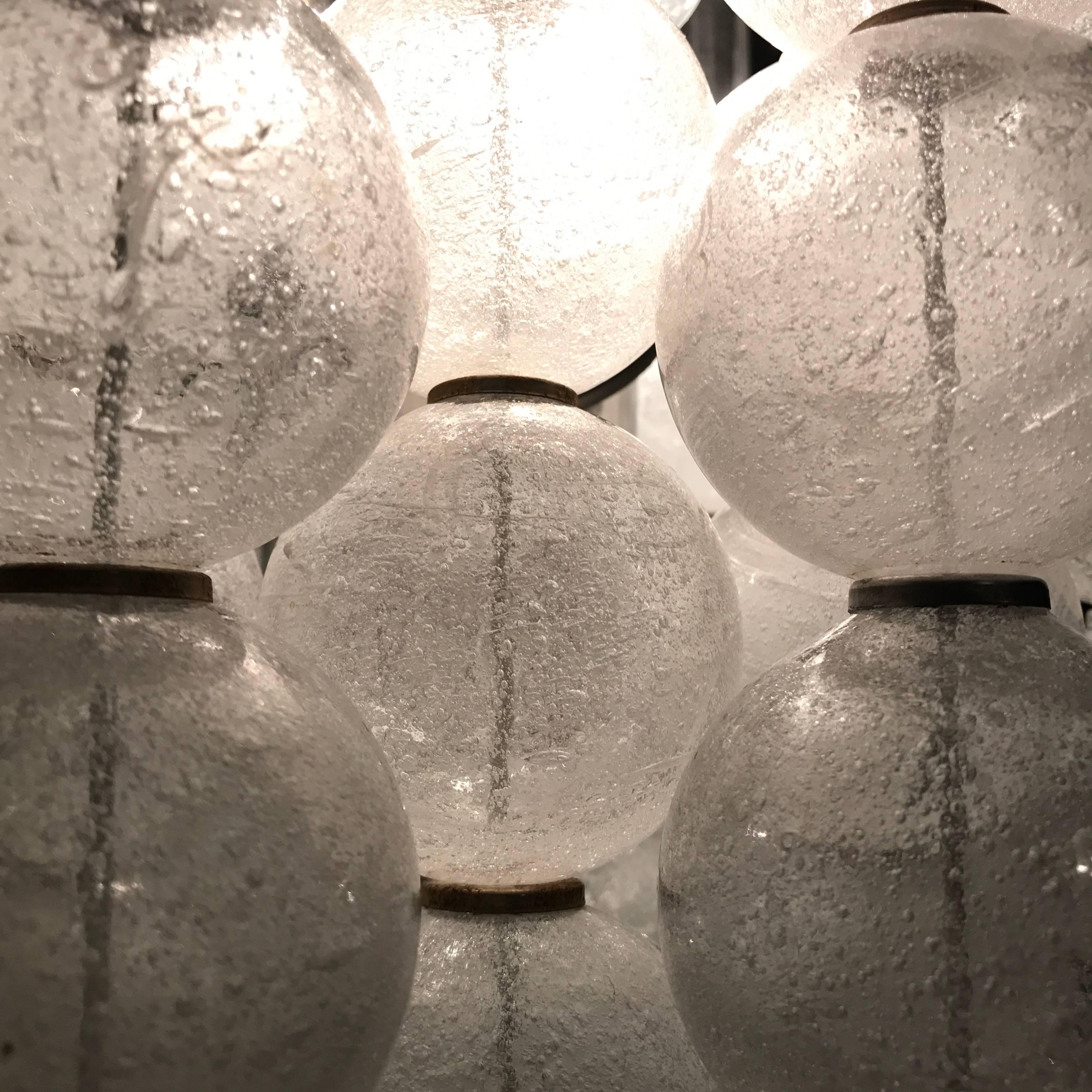 A Mid-Century Mazzega Chandelier With Pulegoso Murano Glass Balls 1