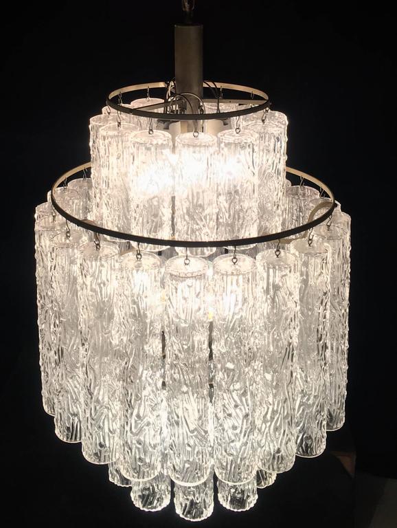 Elegant Pair of Murano Glass Tube Chandeliers at 1stDibs