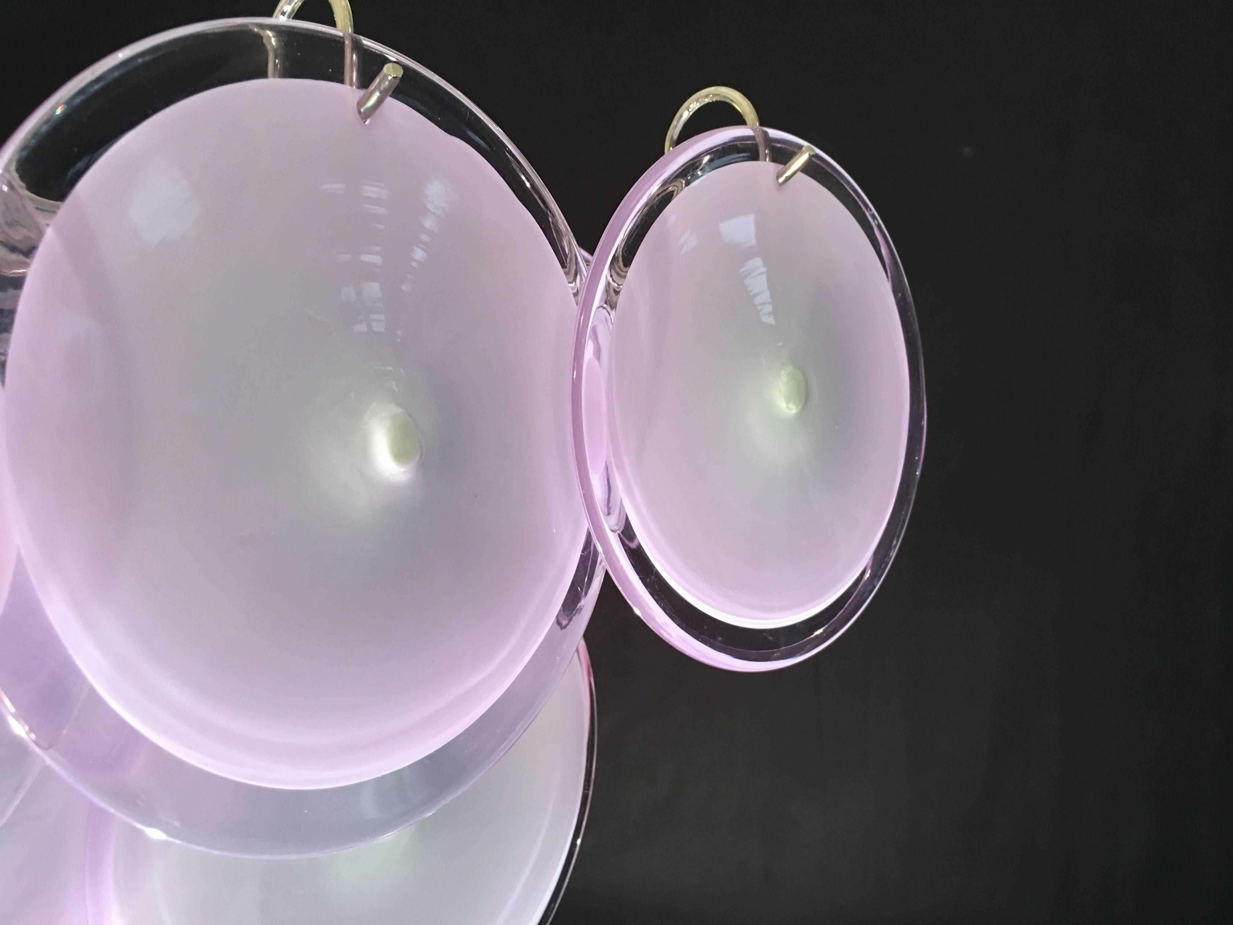 Italiano Coppia di lampadari Vistosi a disco di Murano, anni '70 in vendita