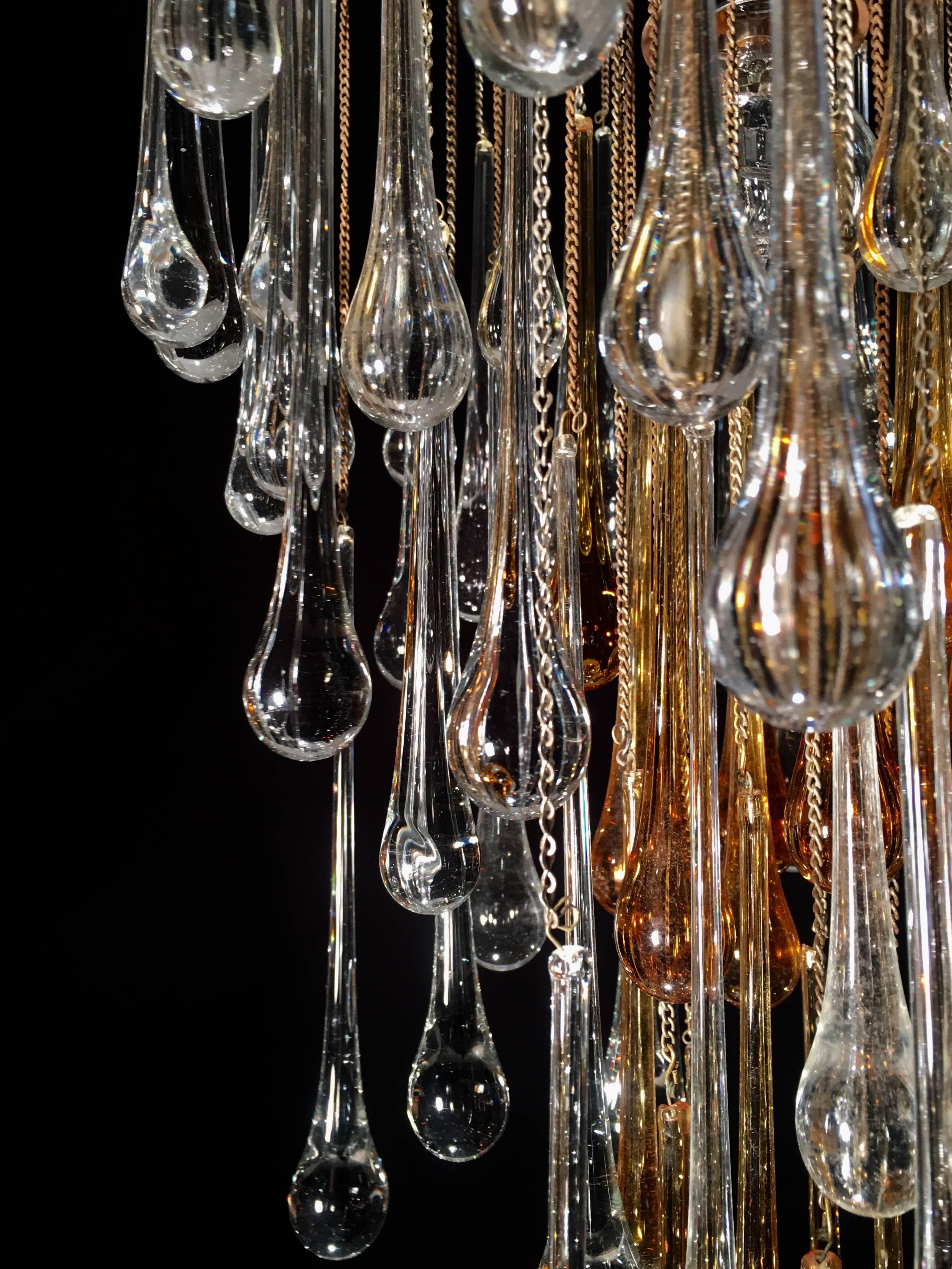 Exceptional Drops Chandelier in the Style of Venini, 1970s 1
