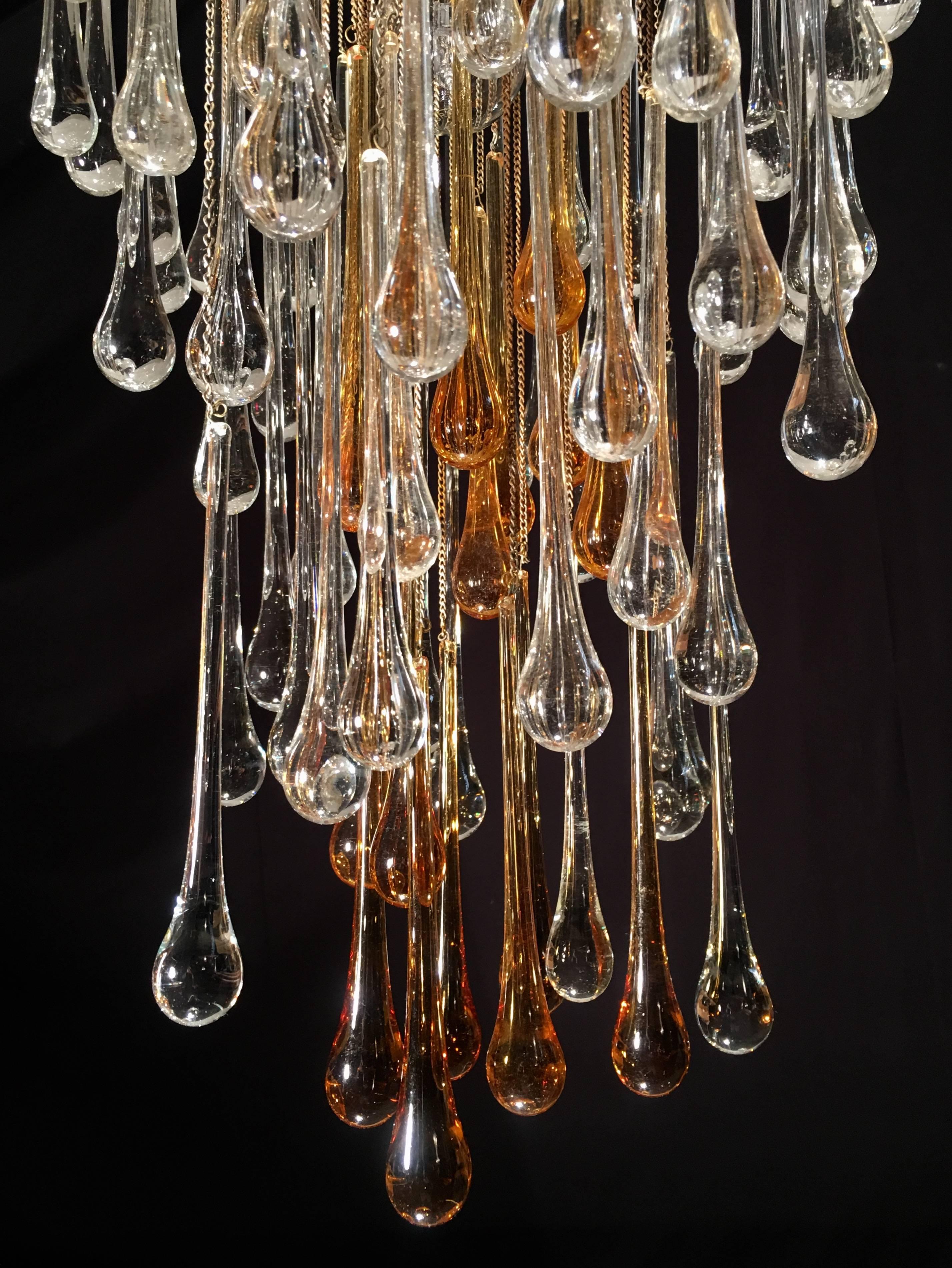 Exceptional Drops Chandelier in the Style of Venini, 1970s In Good Condition In Rome, IT
