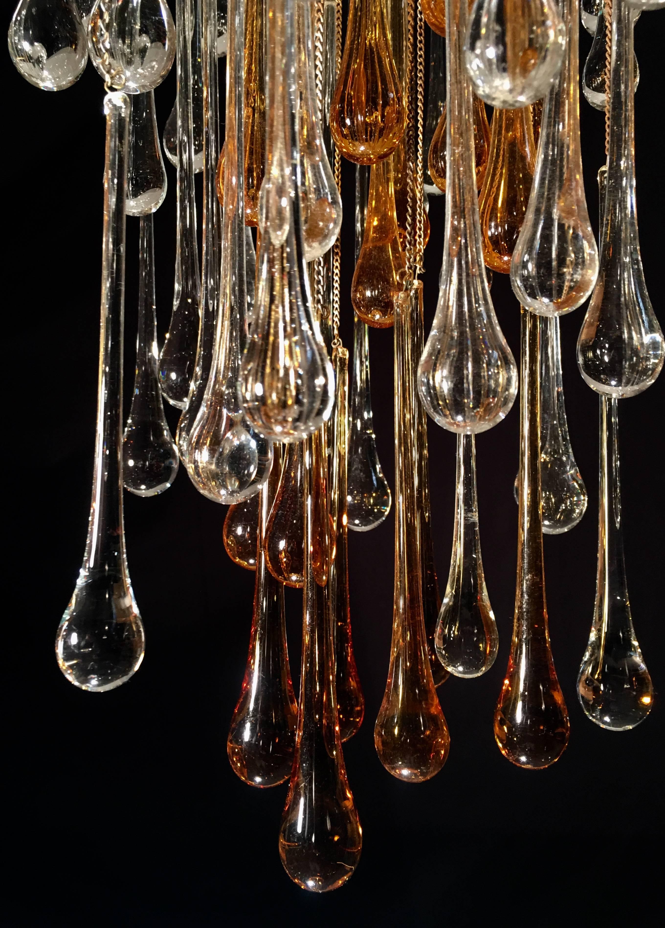 Exceptional Drops Chandelier in the Style of Venini, 1970s 4