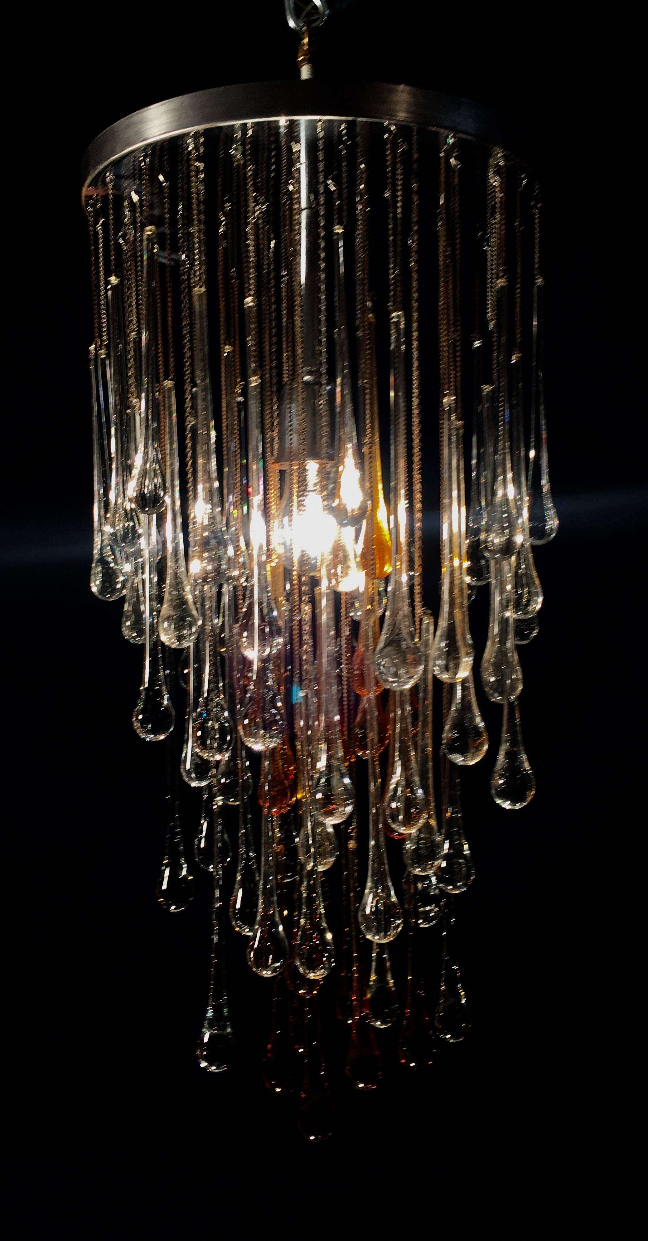 Exceptional Drops Chandelier in the Style of Venini, 1970s 5