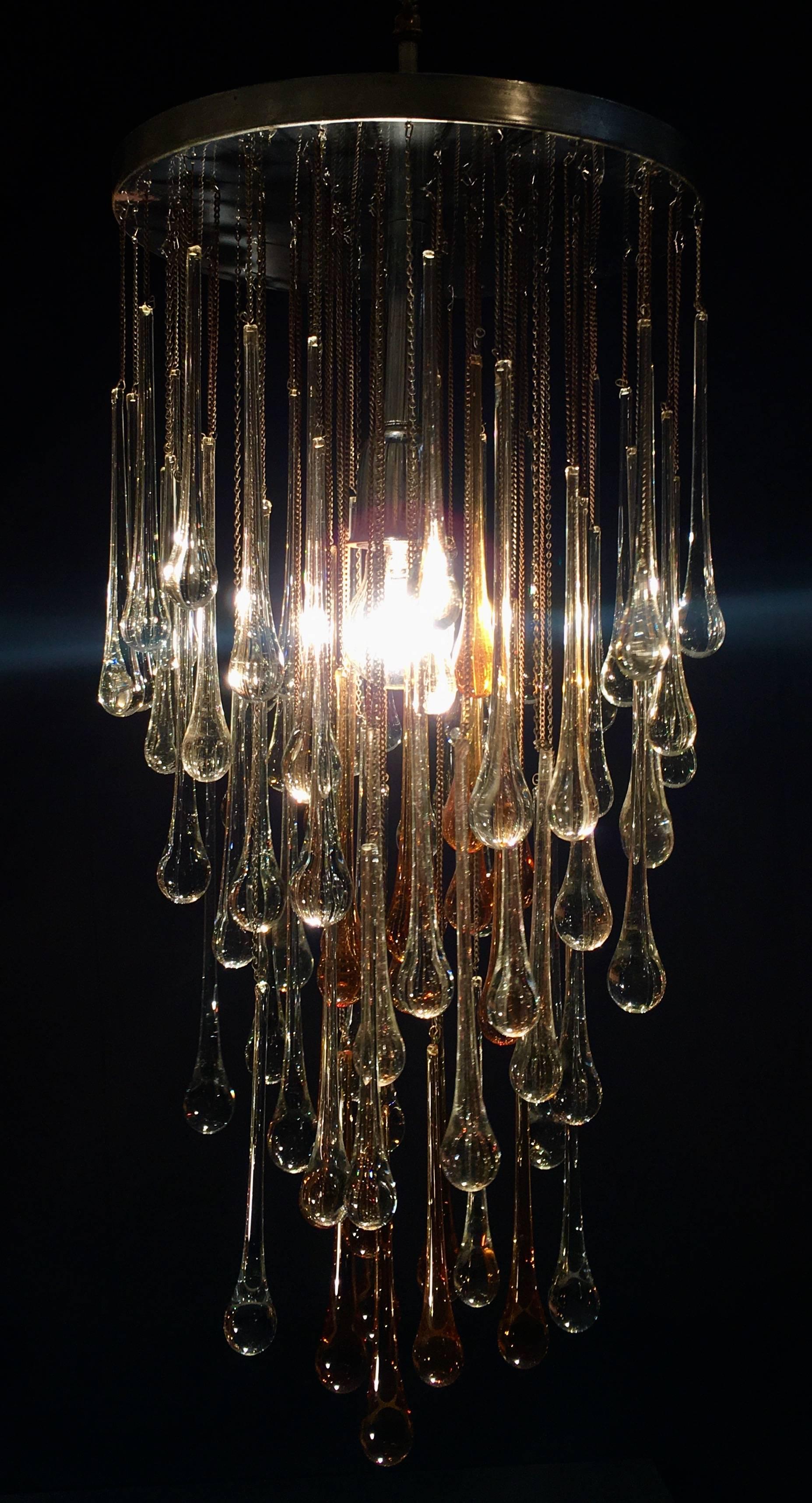 Exceptional Drops Chandelier in the Style of Venini, 1970s 2