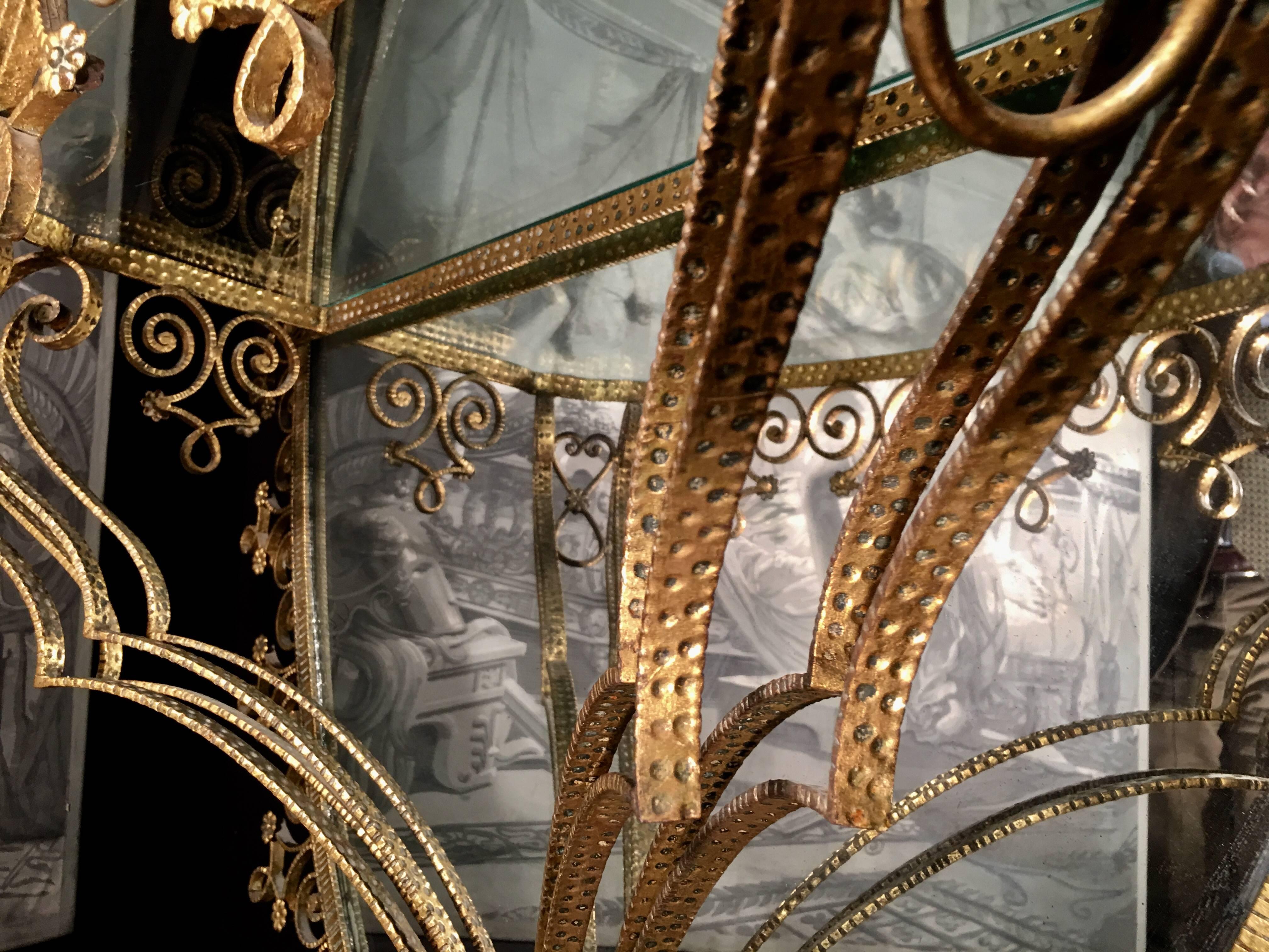 Italian Gilt-Metal Console Table and Mirror by Pier Luigi Colli, 1955 2