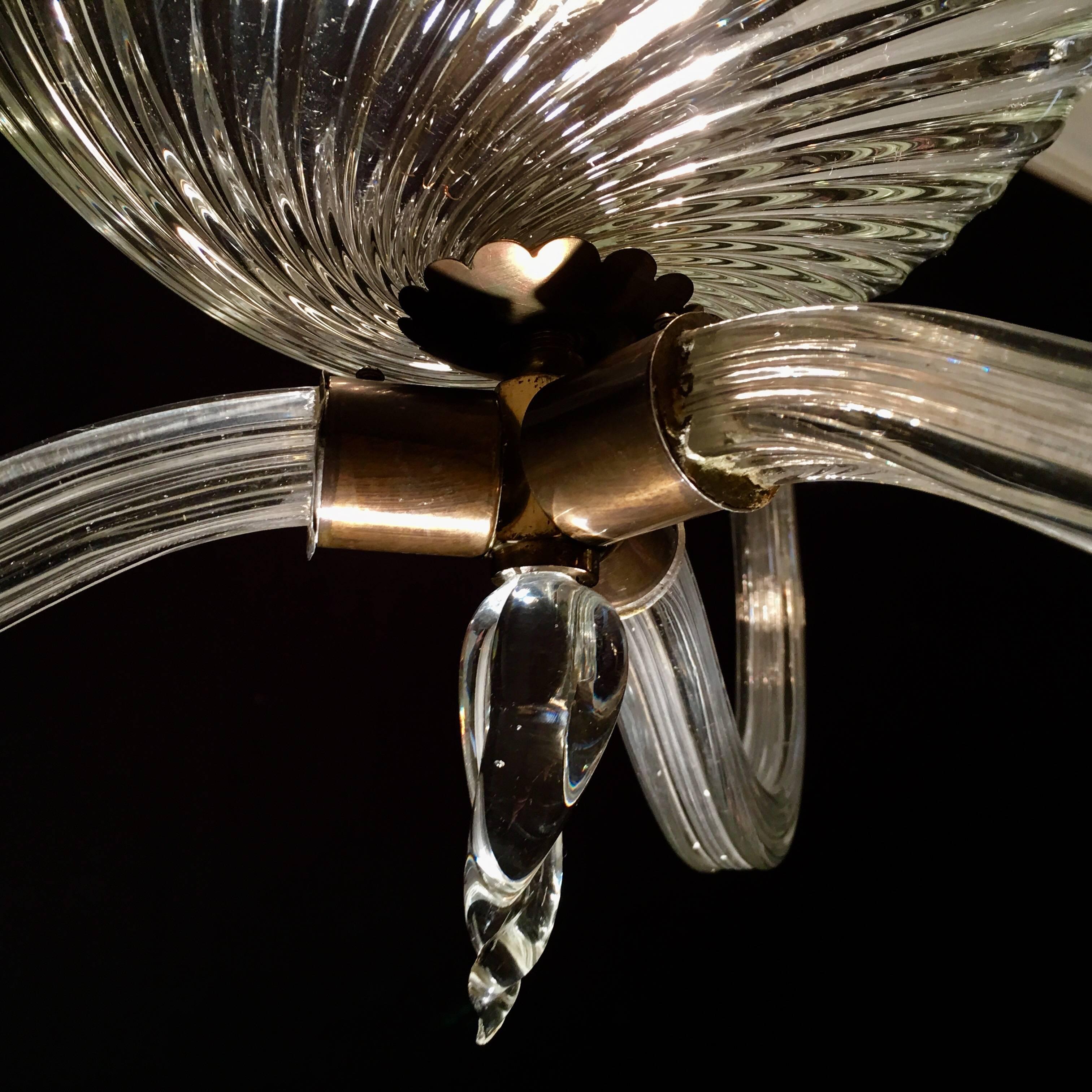 Lovely Murano Chandelier Art Deco by Ercole Barovier, 1940s For Sale 3