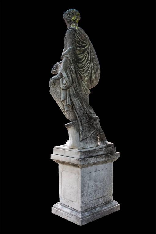 Monumental Pair of White Marble Statue of Classical Roman Figures For