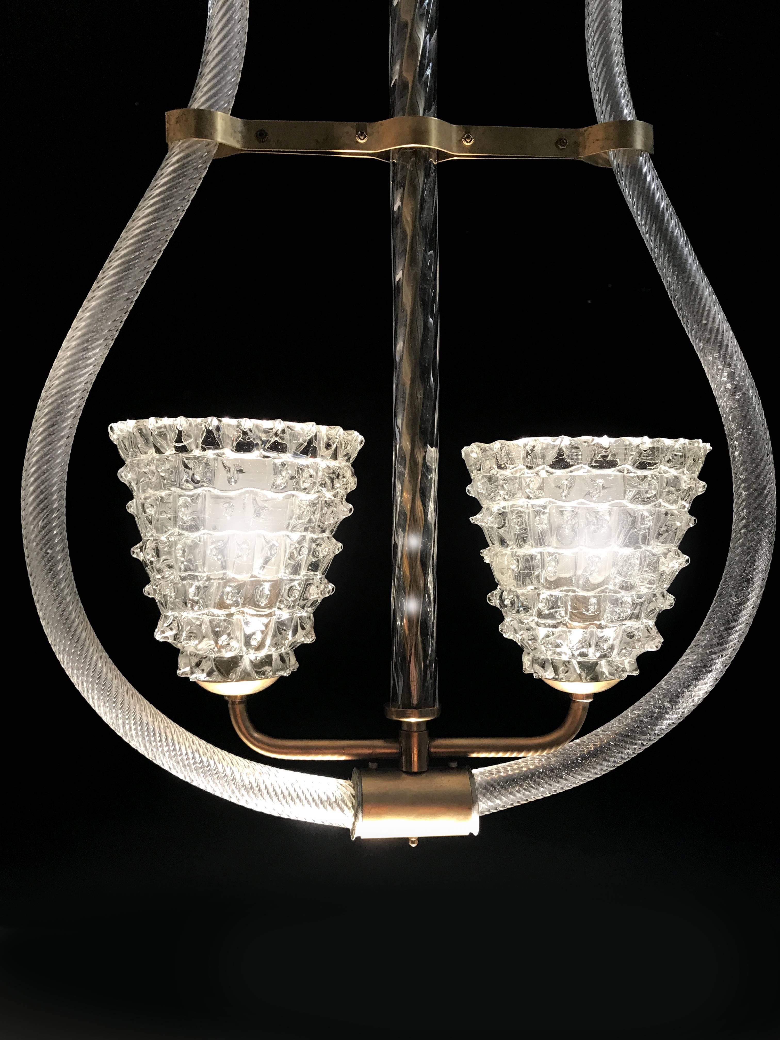 Ottone Incantevole ciondolo di Barovier & Toso, Murano, anni '40 in vendita