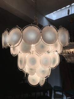 Charming Pair of Murano Disc Chandeliers by Vistosi, 1970s