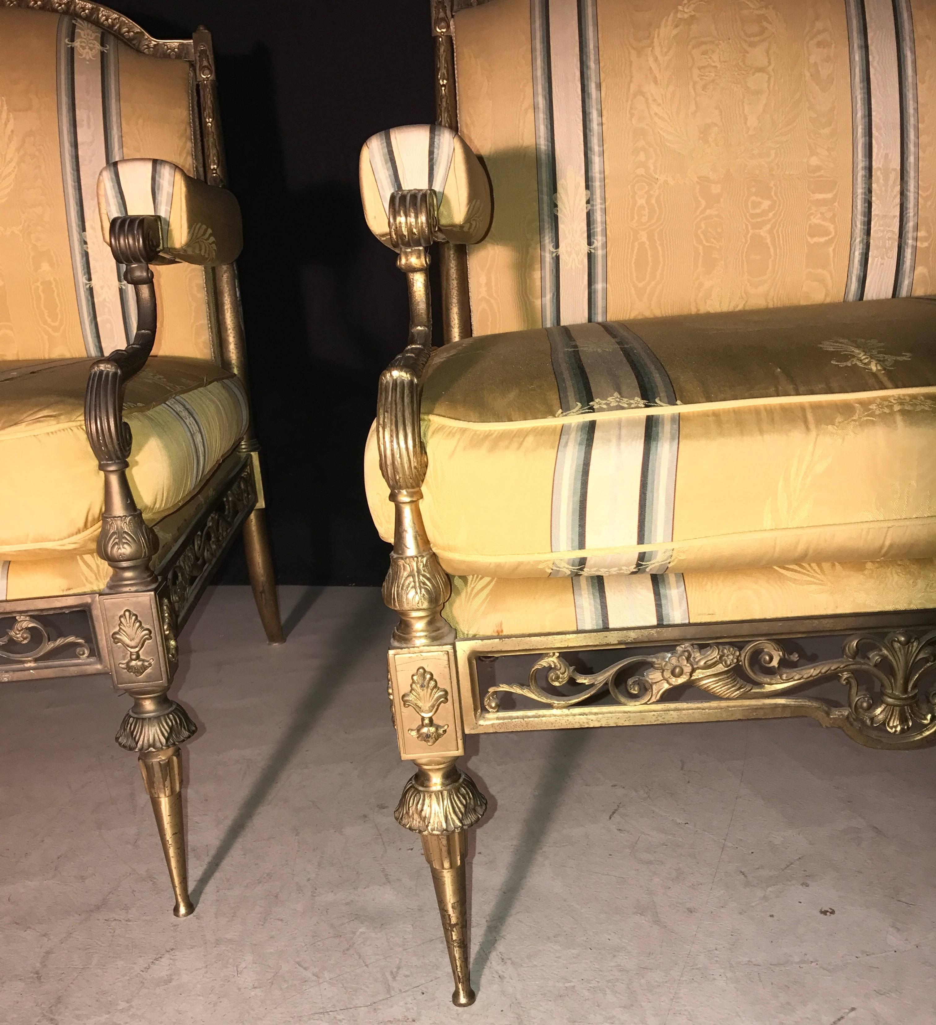 Exceptional Pair of Gilt-Bronze Armchairs In Good Condition In Rome, IT