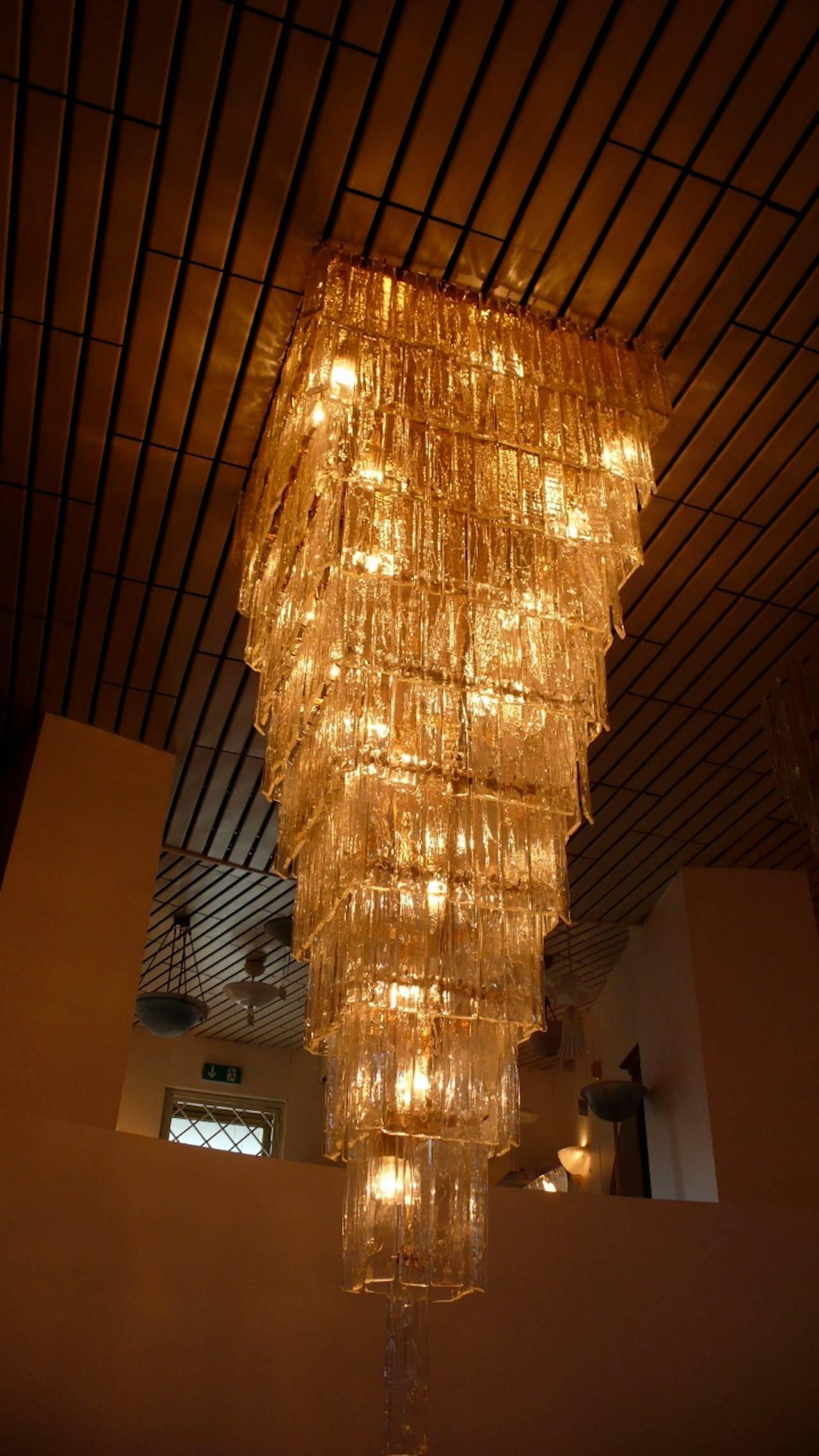 Modern Spectacular Pair of Giant Murano Chandelier For Sale