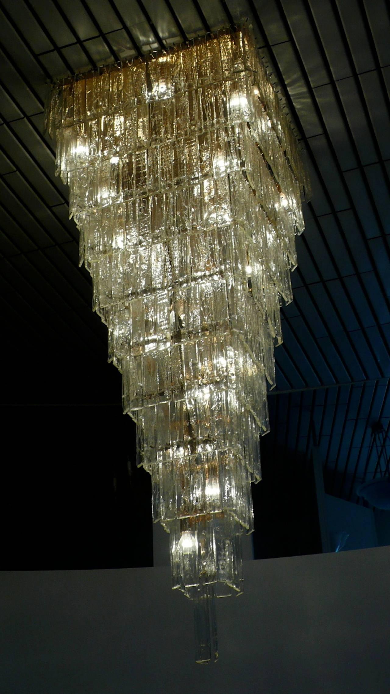 Italian Spectacular Pair of Giant Murano Chandelier For Sale