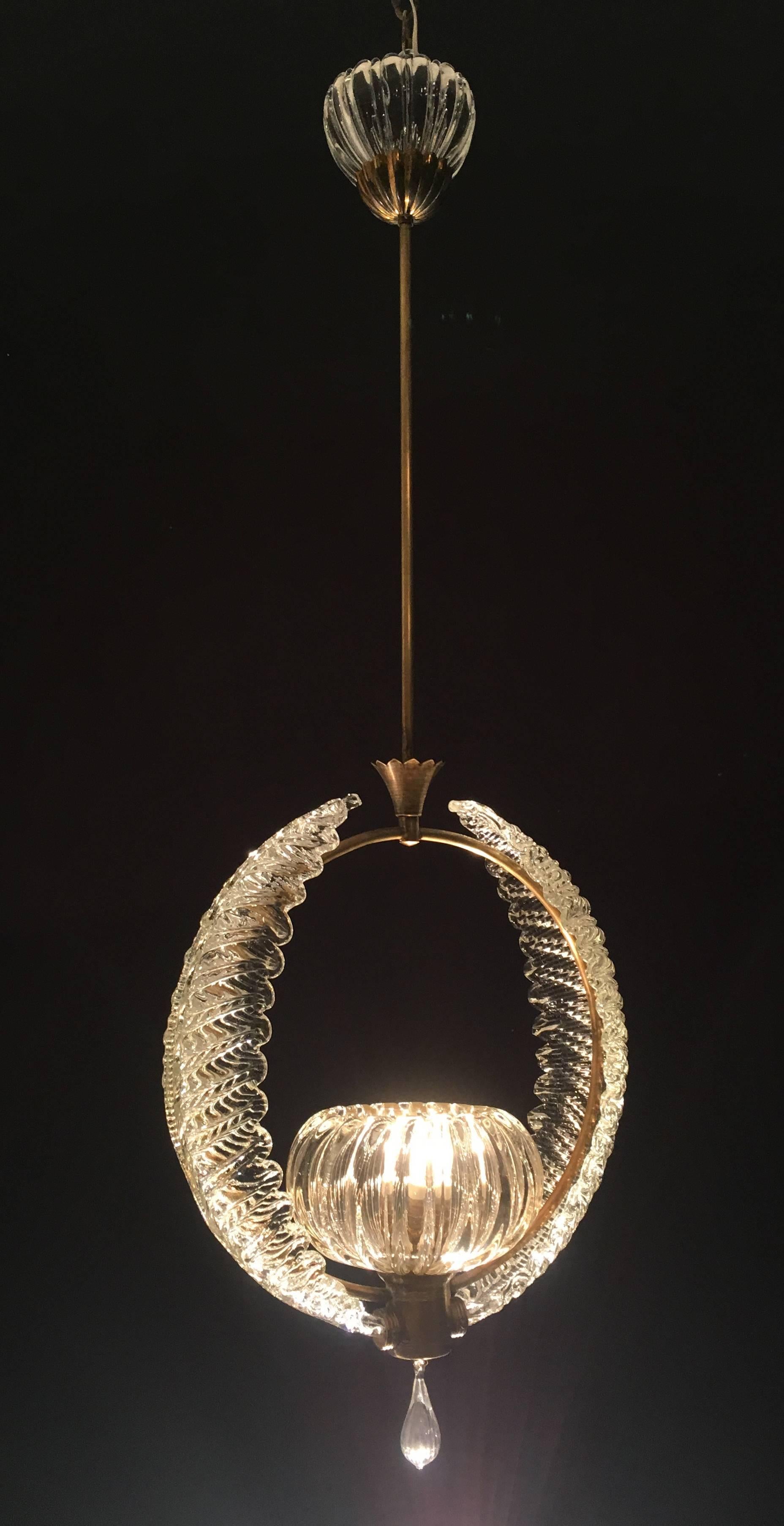 Lovely Murano Chandelier Art Deco by Ercole Barovier, 1940s 2