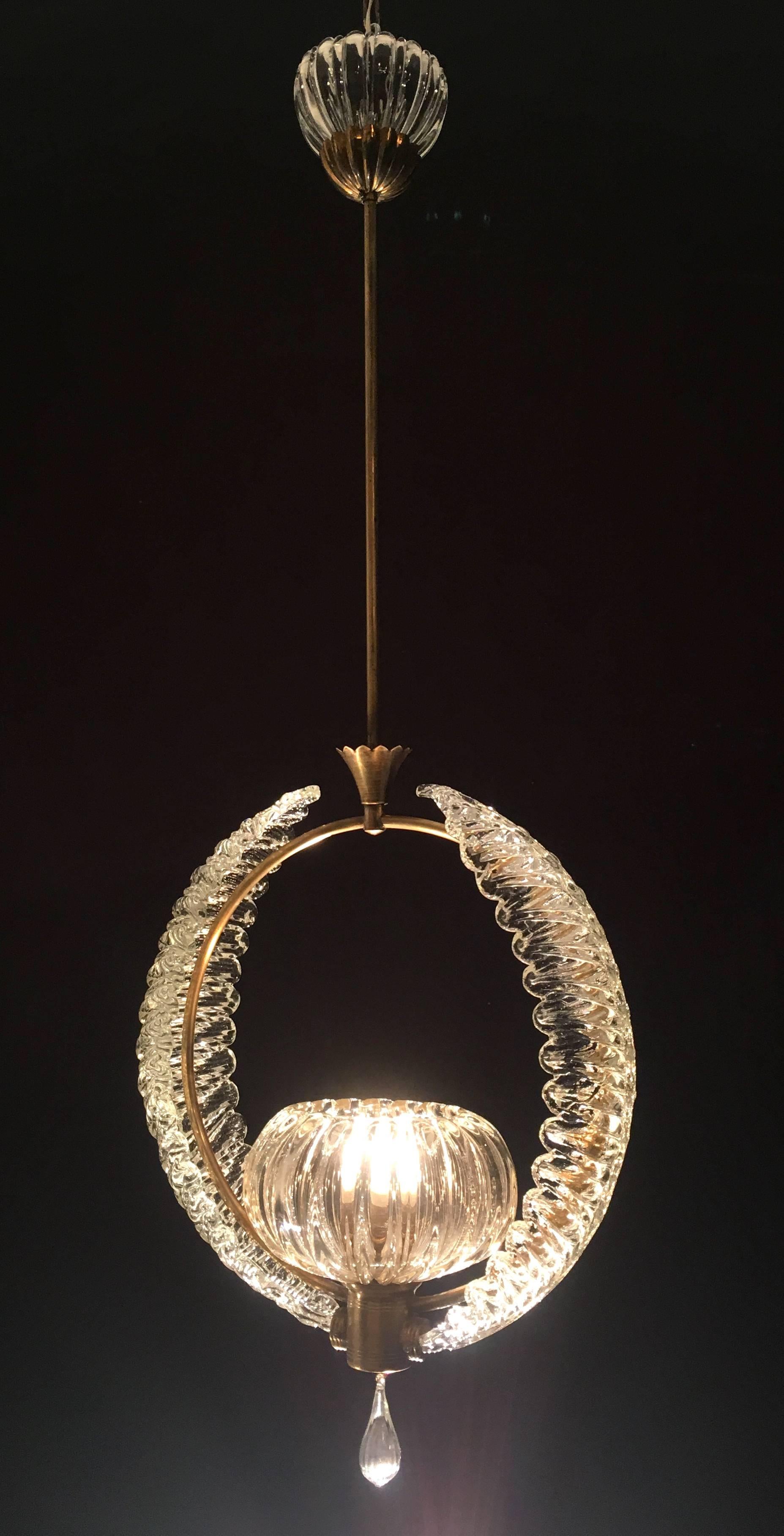 Lovely Murano Chandelier Art Deco by Ercole Barovier, 1940s 3