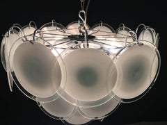 Charming Vistosi Disc Murano Chandelier, 1970s
