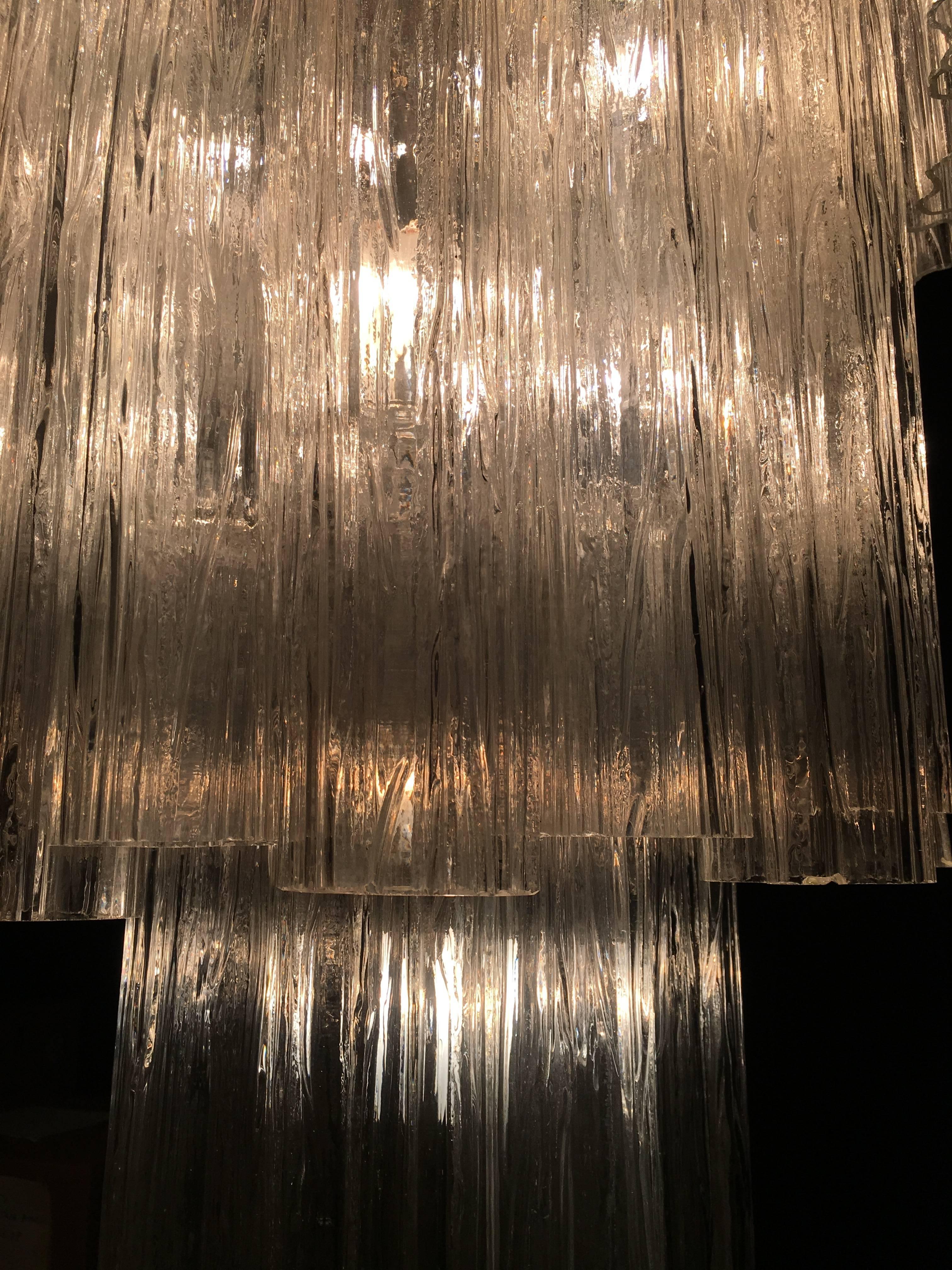 Italian Amazing Pair of Tronchi Murano Glass Chandelier by Toni Zuccheri x Venini 1960s