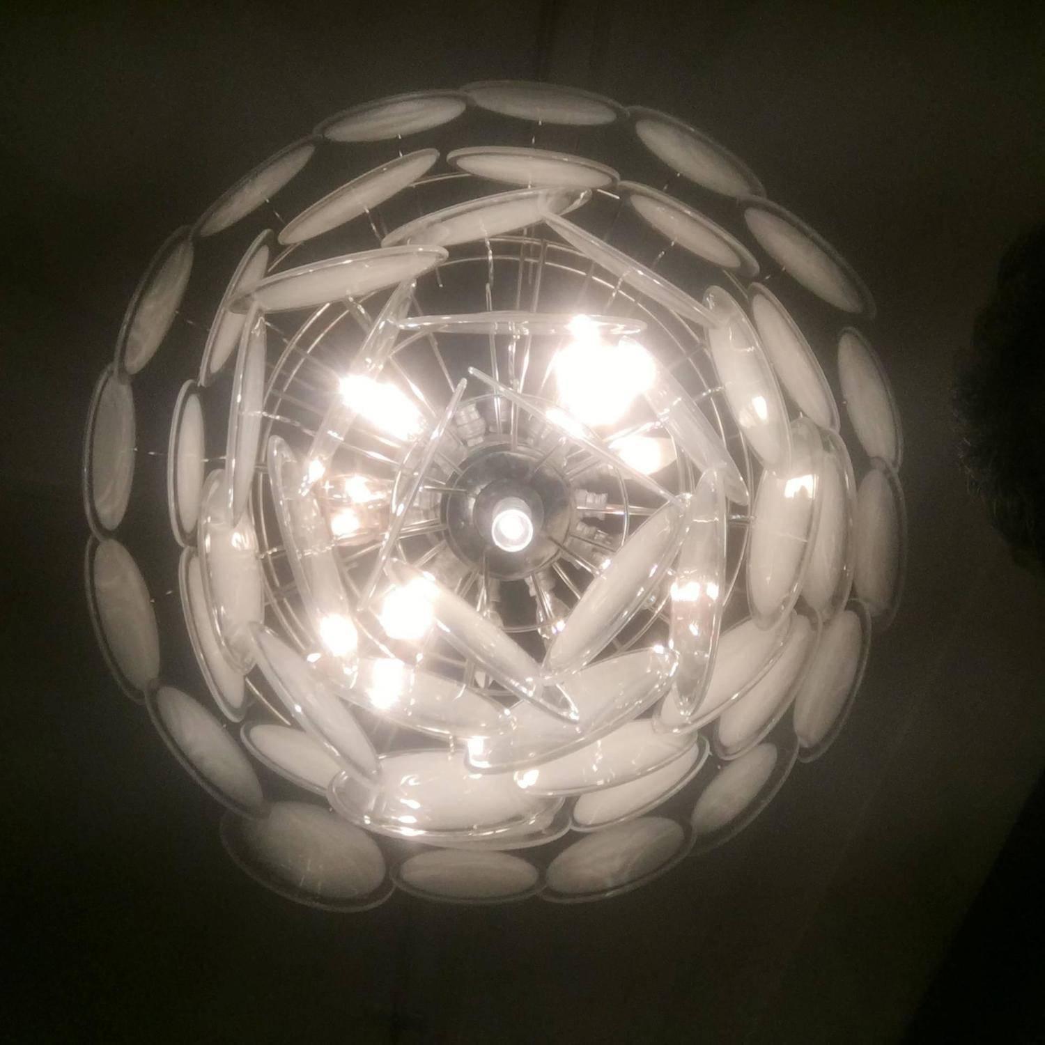 Blown Glass Charming Murano Disc Chandelier by Vistosi, 1970s