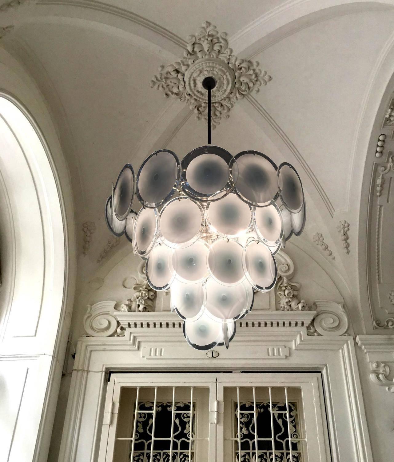 Charming Murano Disc Chandelier by Vistosi, 1970s 4