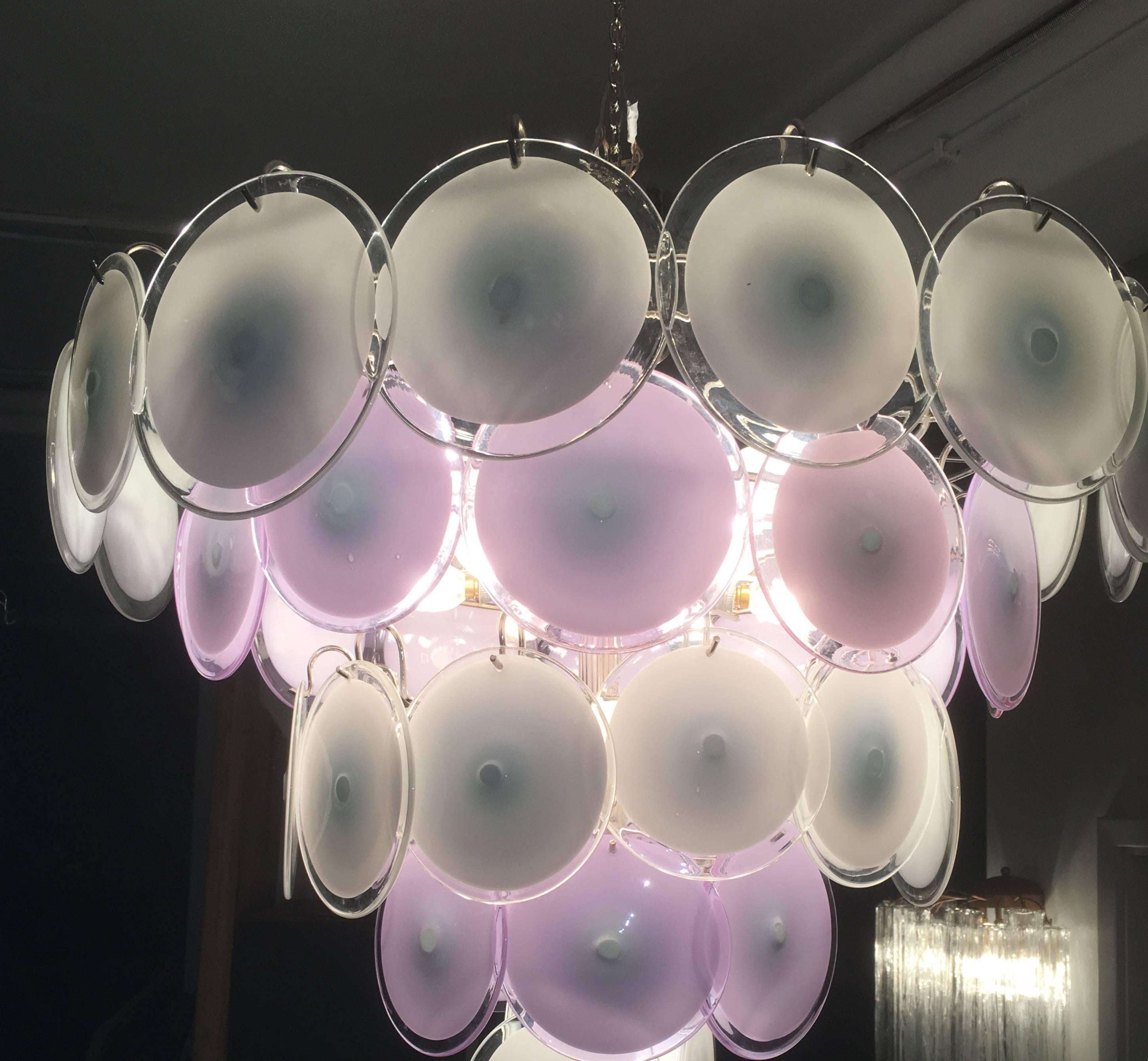 Italian Charming Murano Disc Chandelier by Vistosi, 1970s For Sale