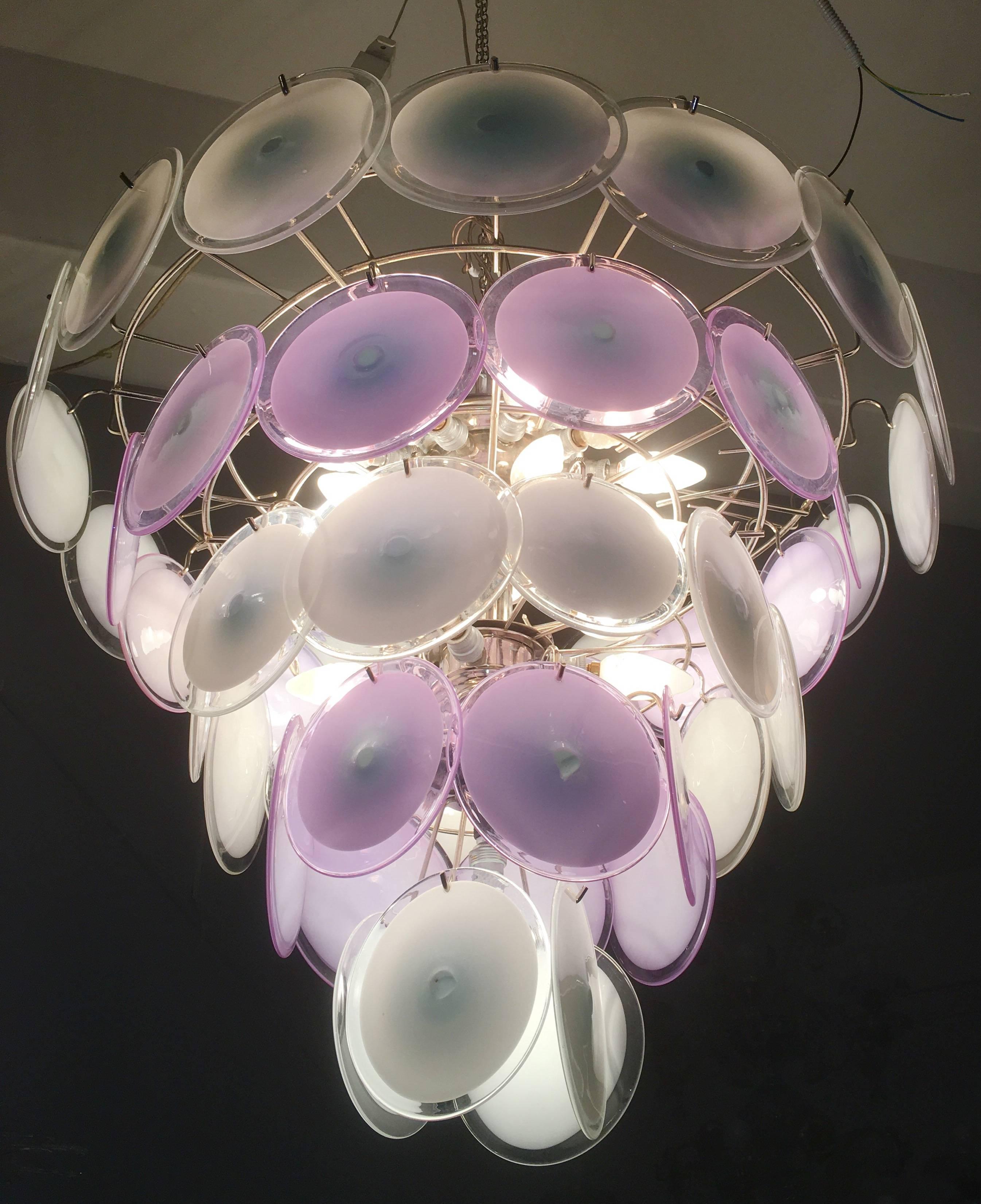 Charming Murano Disc Chandelier by Vistosi, 1970s In Excellent Condition For Sale In Rome, IT