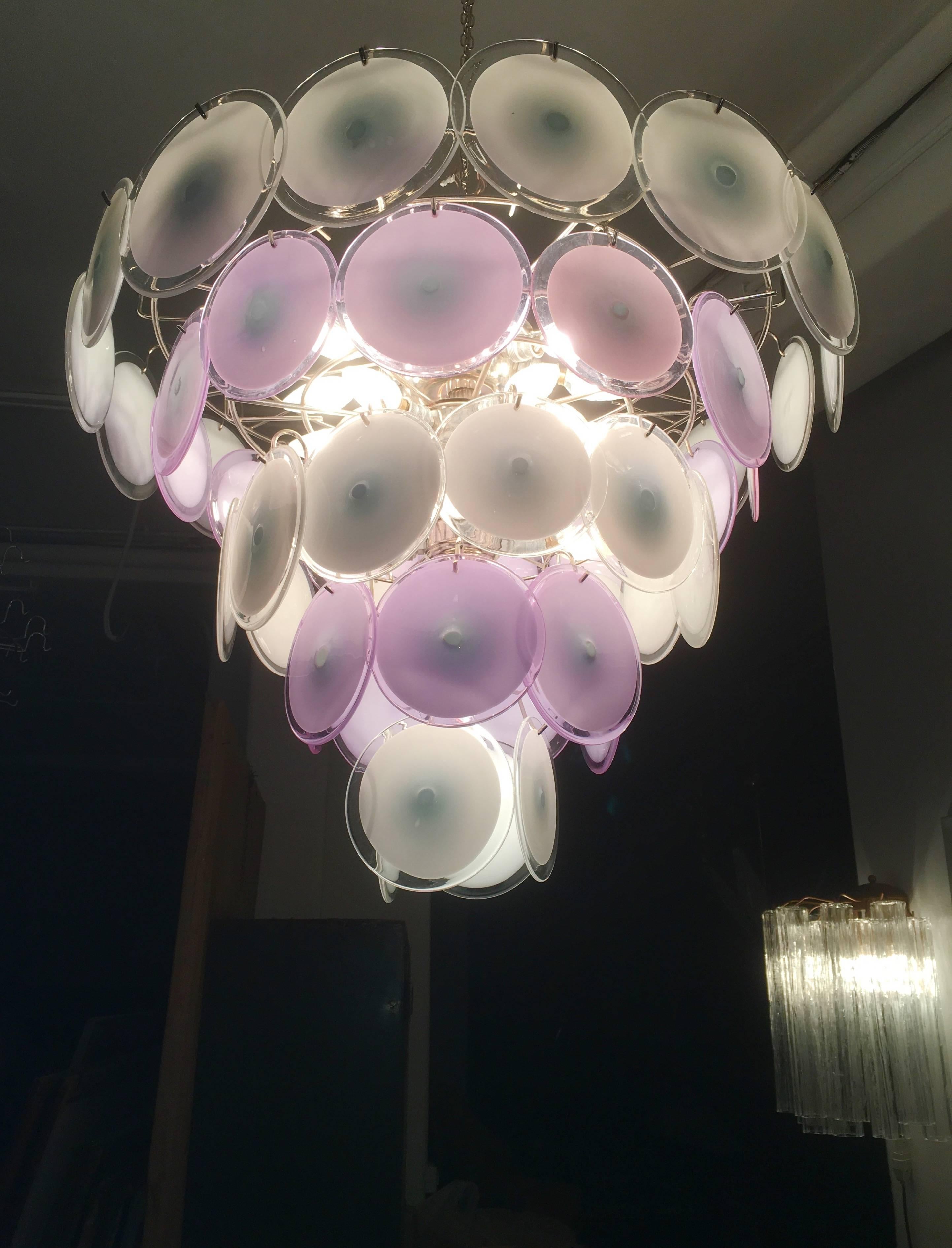 Charming Murano Disc Chandelier by Vistosi, 1970s For Sale 3