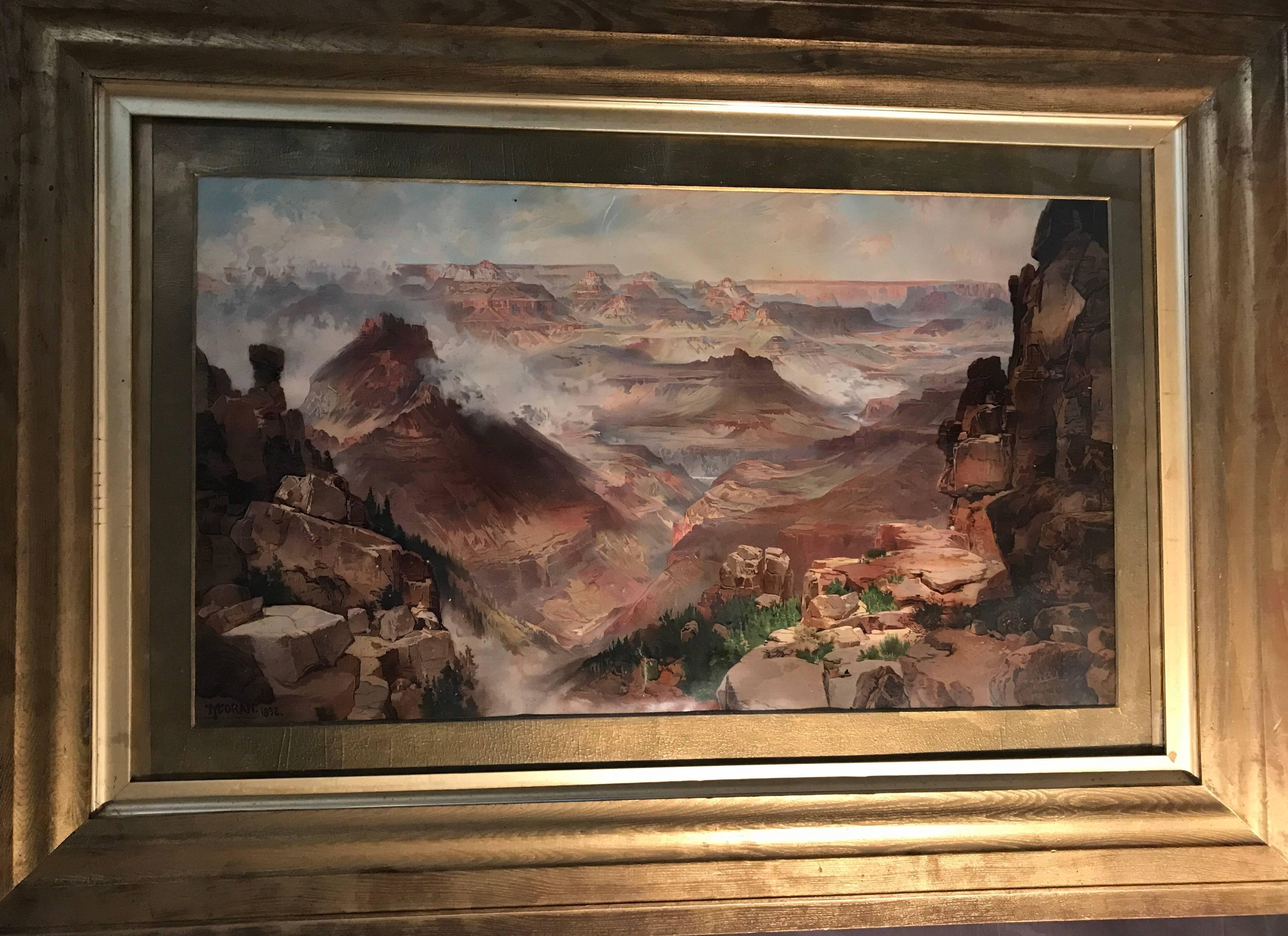 Paper Thomas Moran The Grand Canyon of the Colorado Chromolithograph Print 1893 For Sale