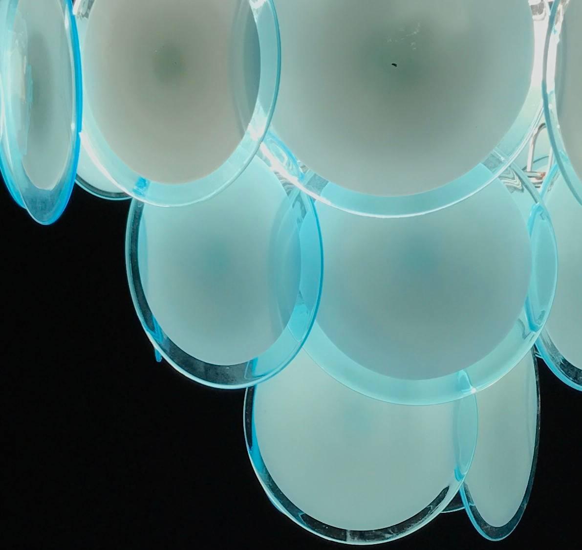 Fine XX secolo Coppia di lampadari Vistosi a disco di Murano degli anni '70 in vendita