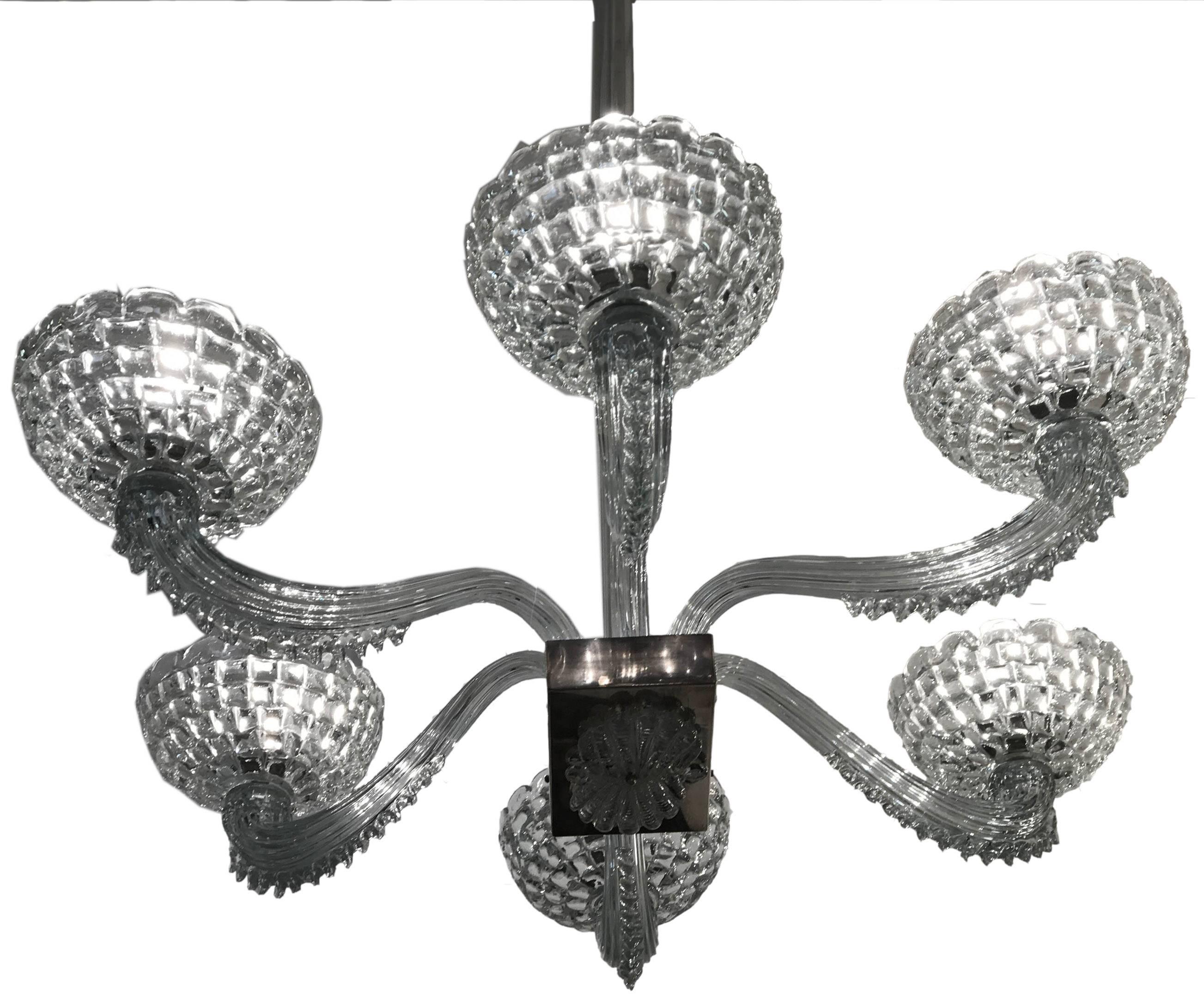 Mid-Century Modern Murano Chandelier by Barovier and Toso, Italy, 1940