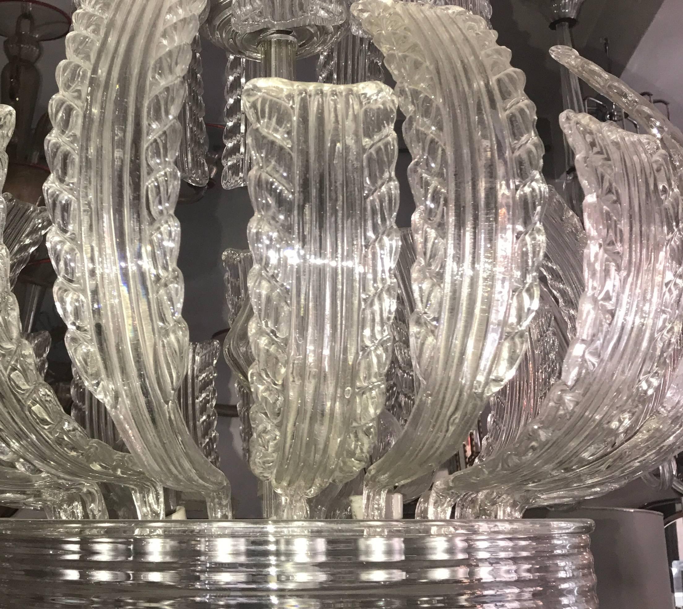 All glass parts are in excellent original vintage condition. Piece of great value and elegance designed by Ercole Barovier, 1930-1940.