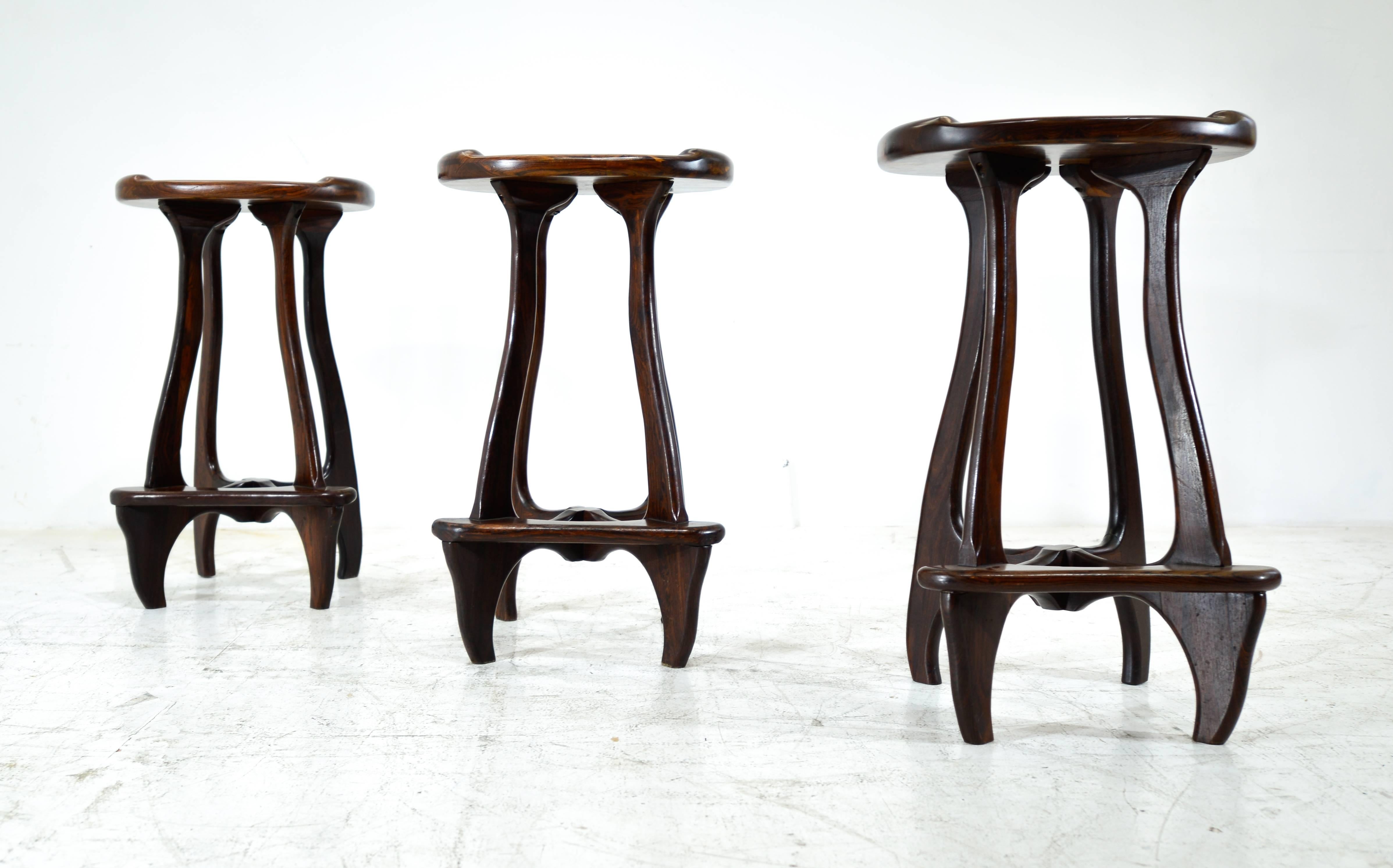 Don Shoemaker set of three bar stools.