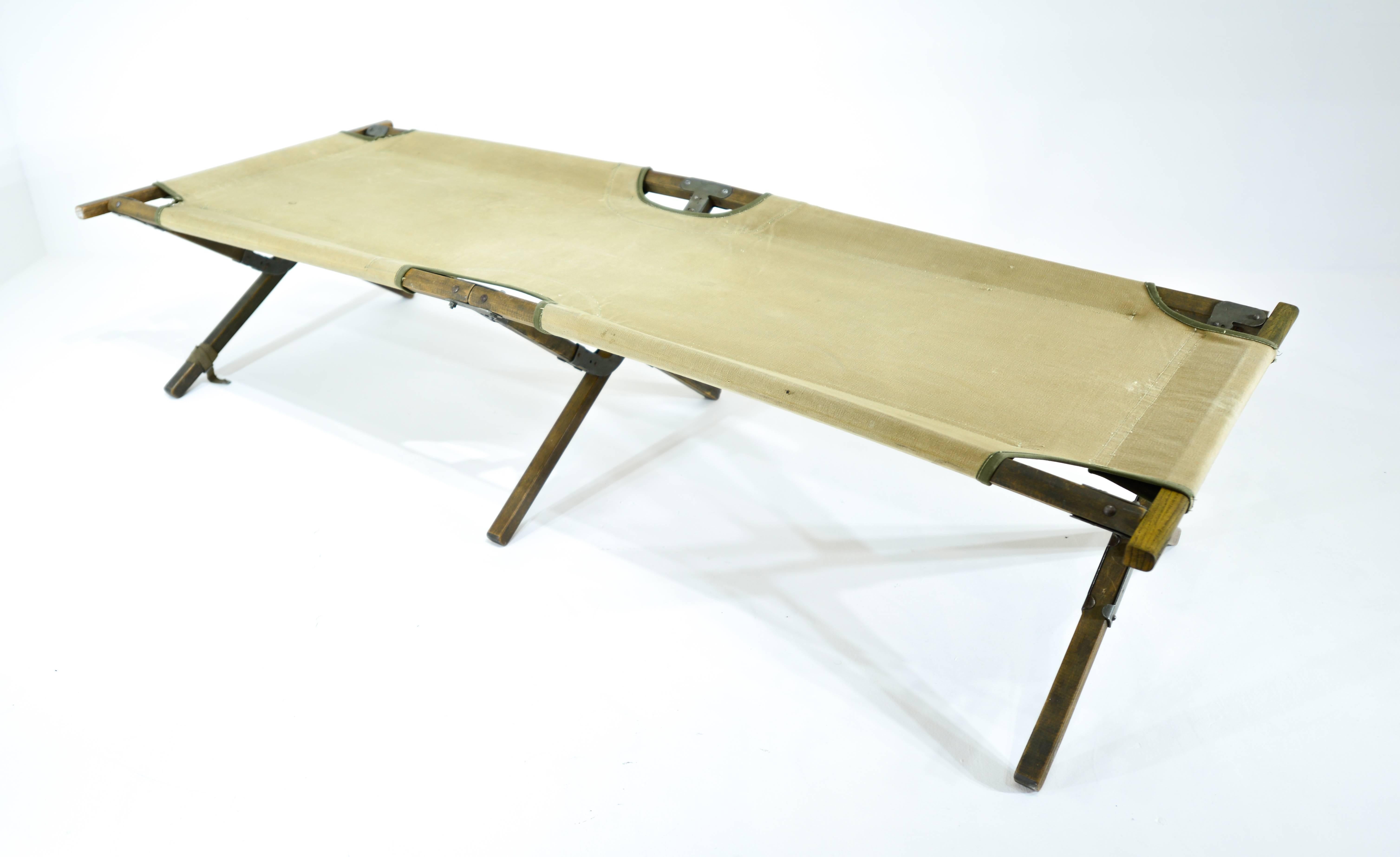 Mid-Century Modern French Folding Military Cot