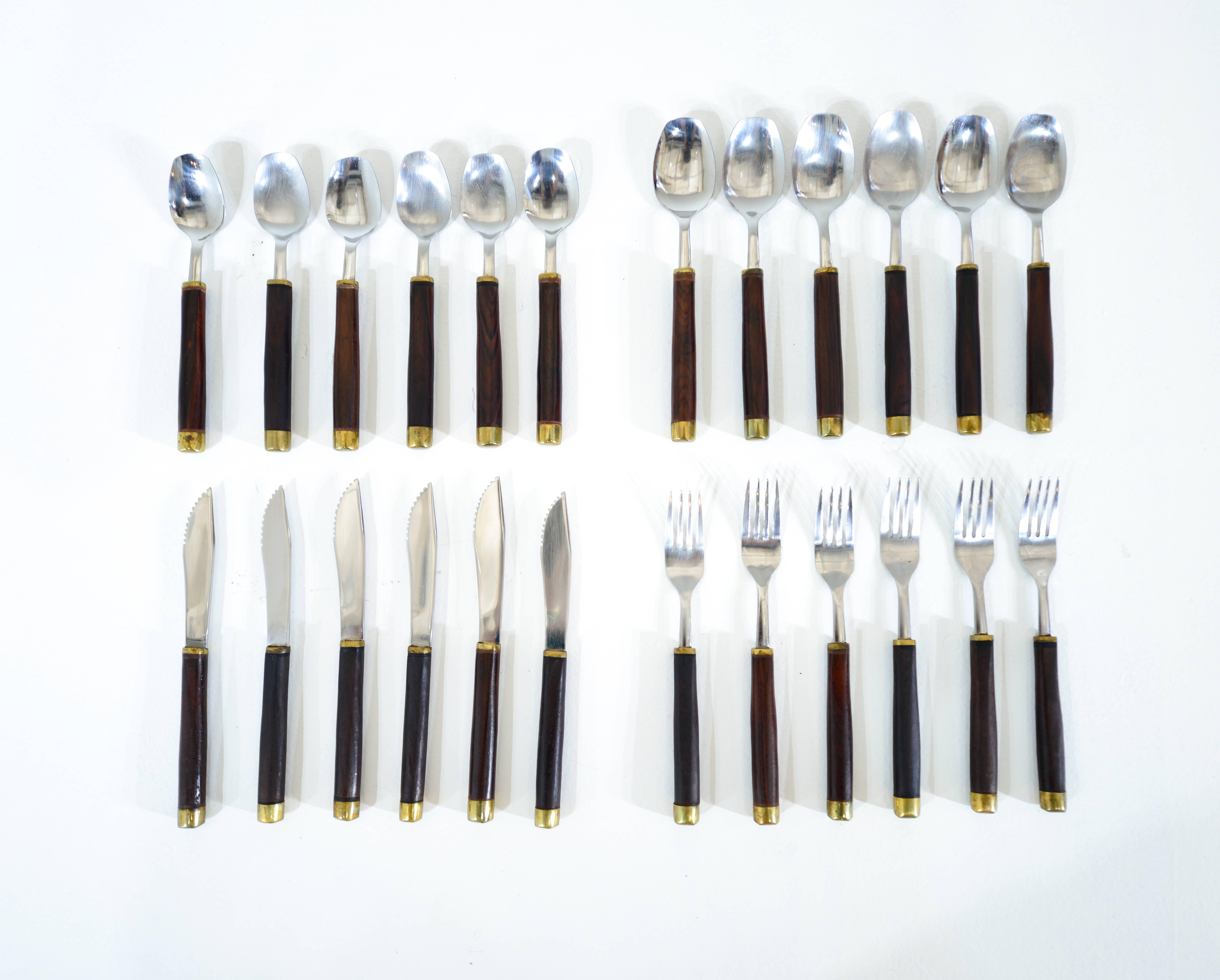 Cocobolo cutlery complete service for six p.