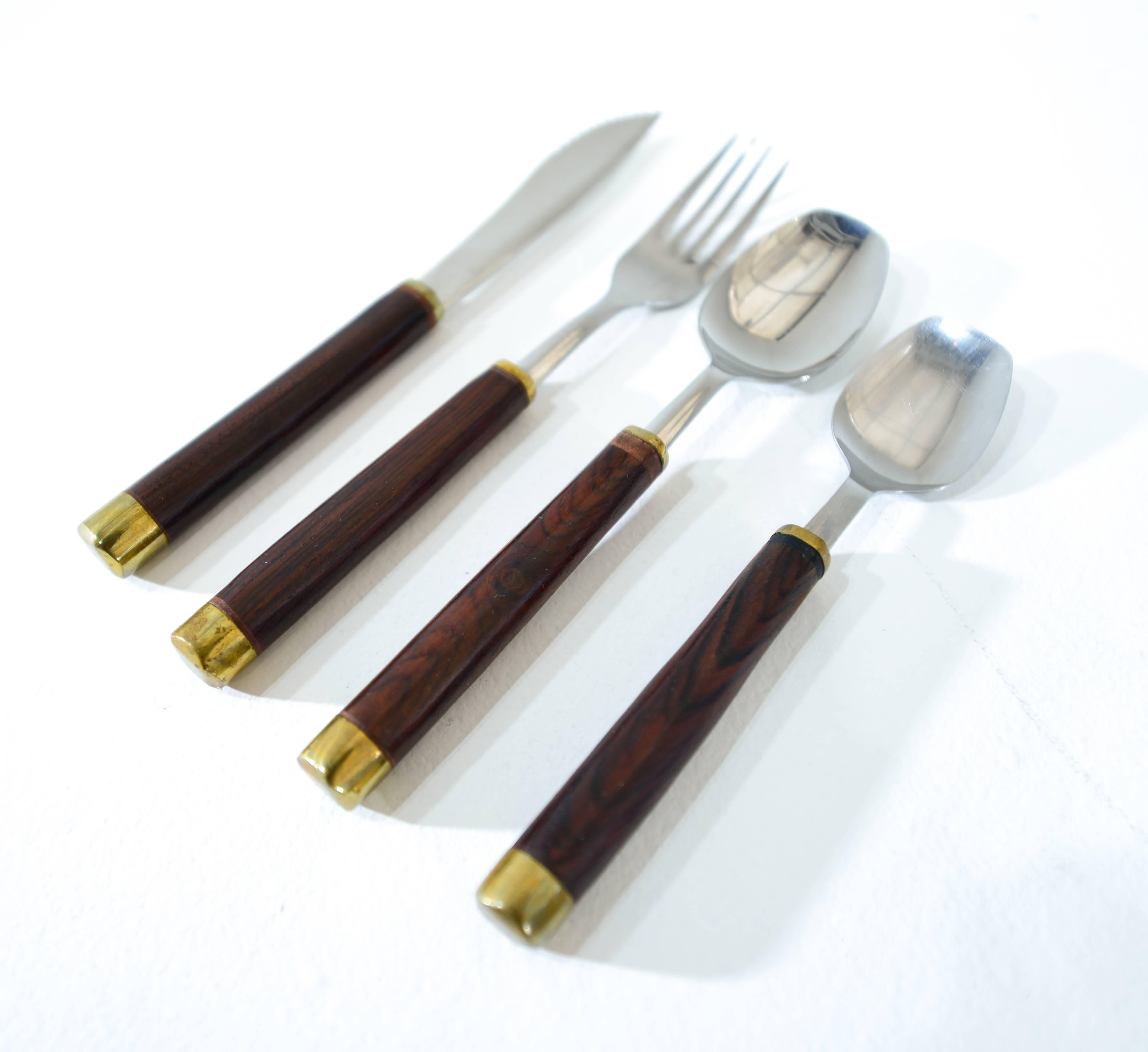 Cocobolo Cutlery Complete Service for Six P For Sale 1