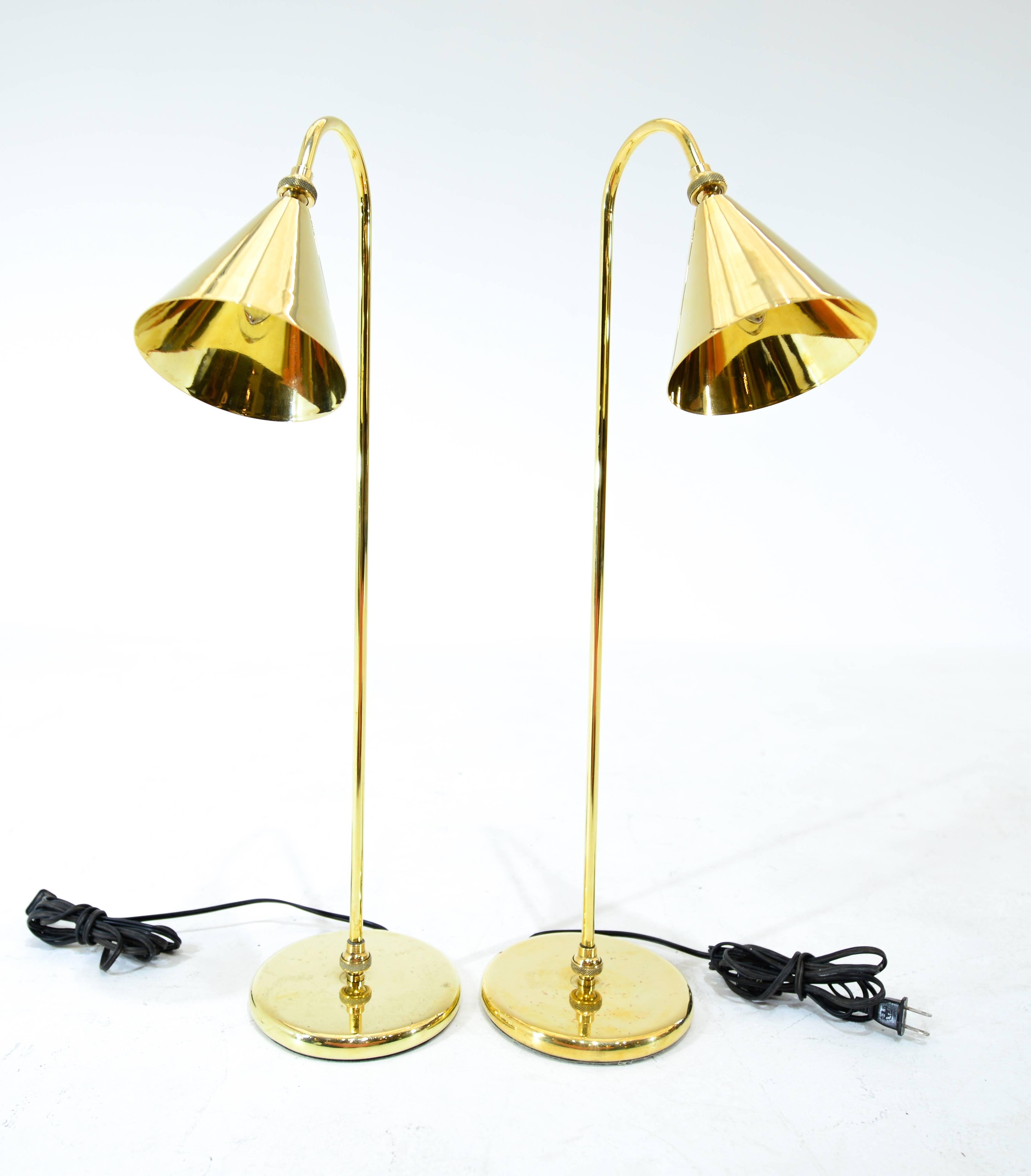 Mid-20th Century Pair of Bronze Table Lamps