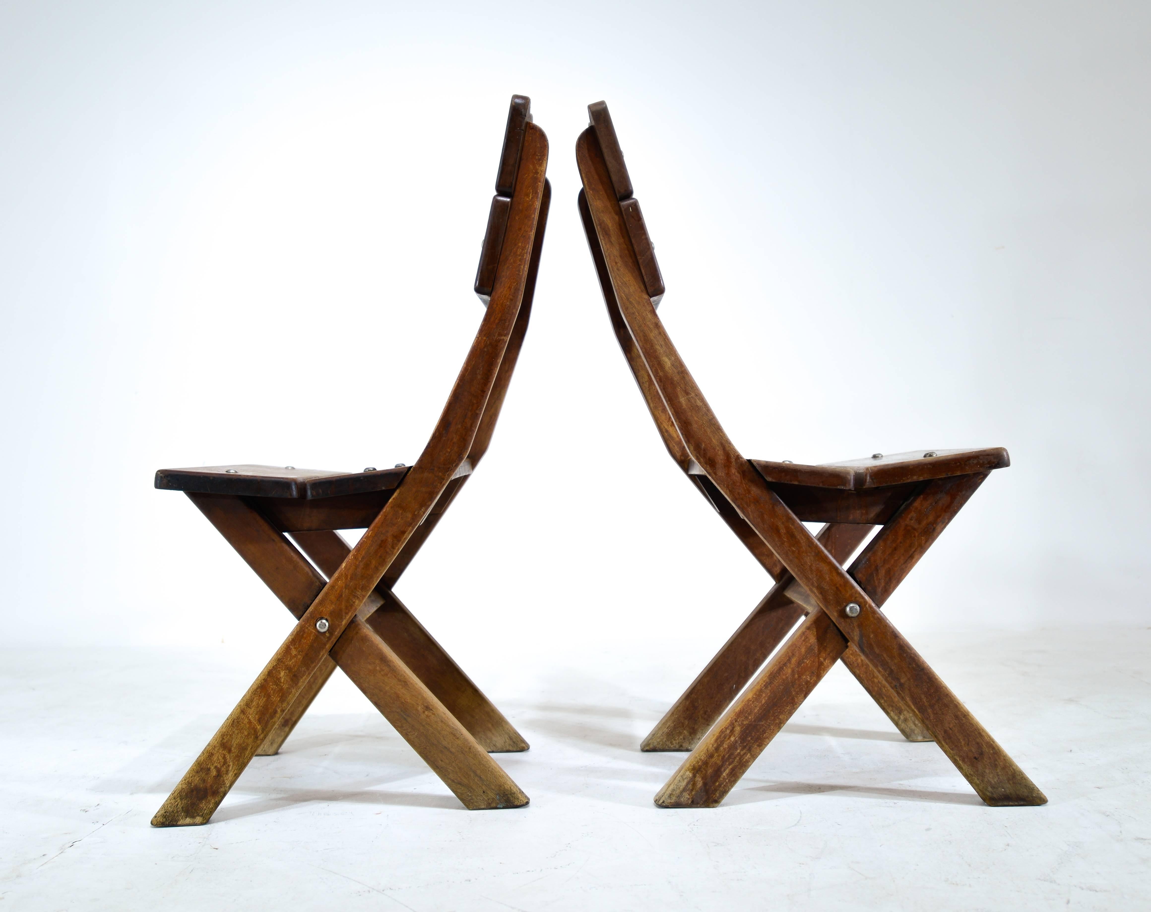 Set of four Mexican mahogany chairs