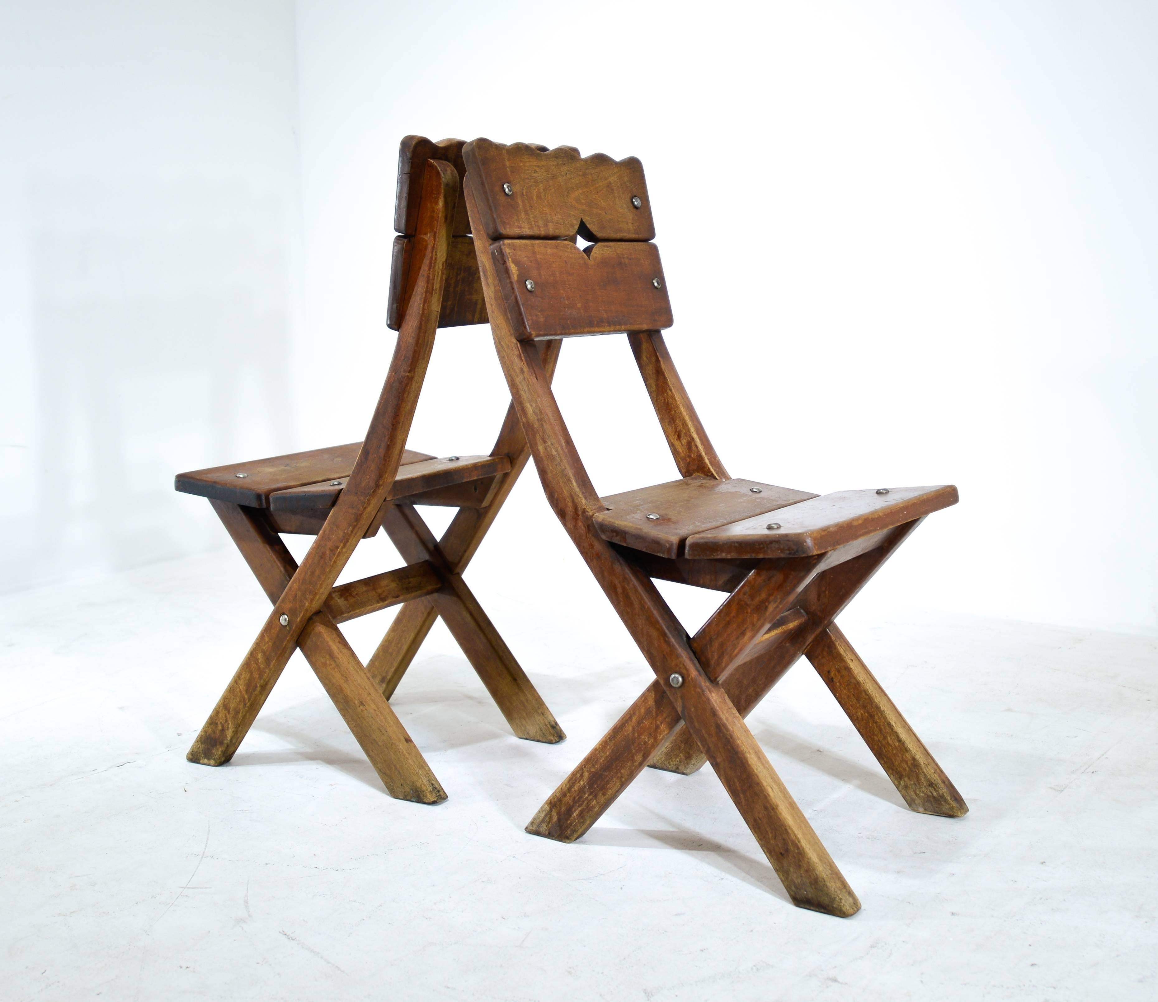 Mid-Century Modern Set of Four Mexican Mahogany Chairs For Sale