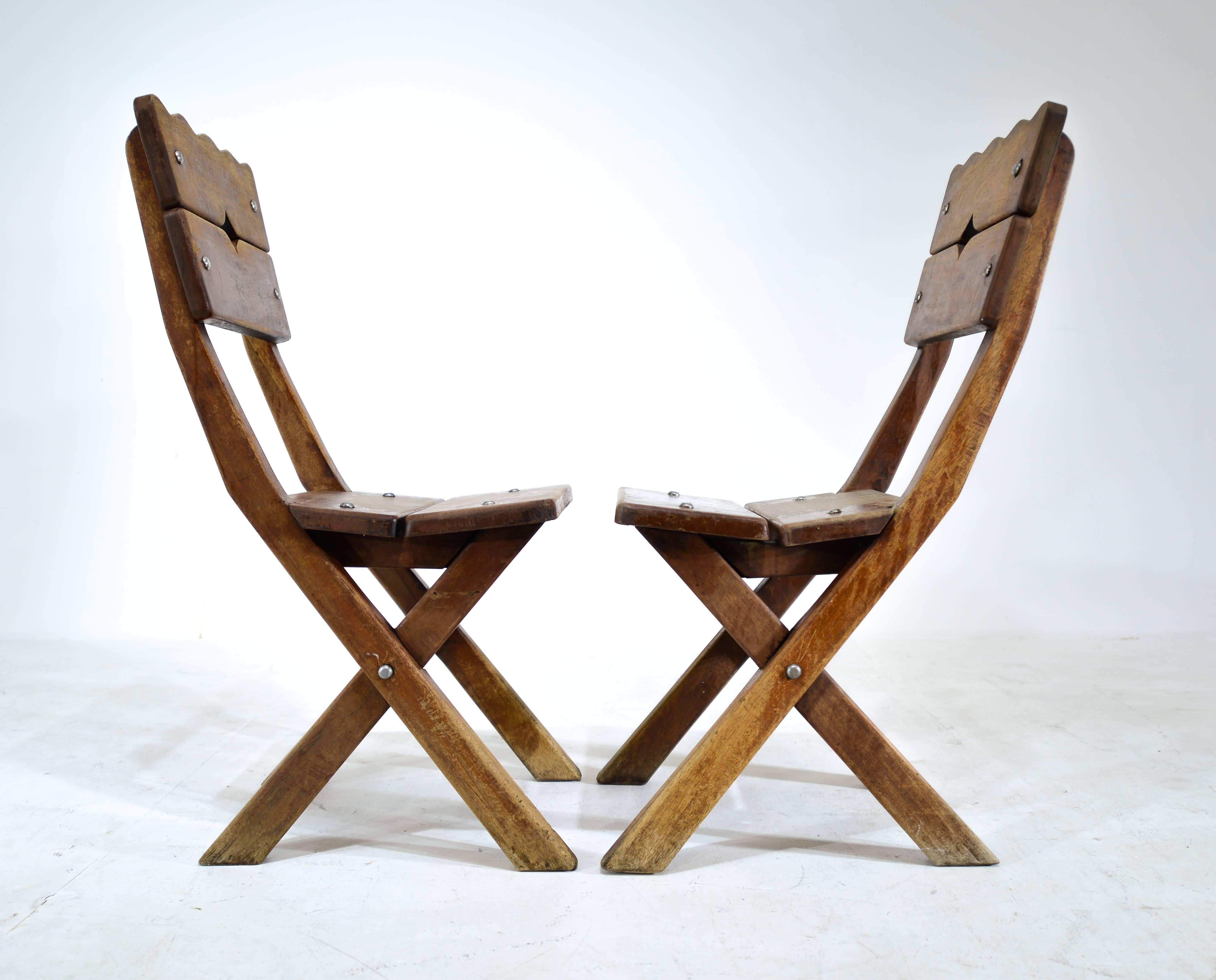 Mid-20th Century Set of Four Mexican Mahogany Chairs For Sale