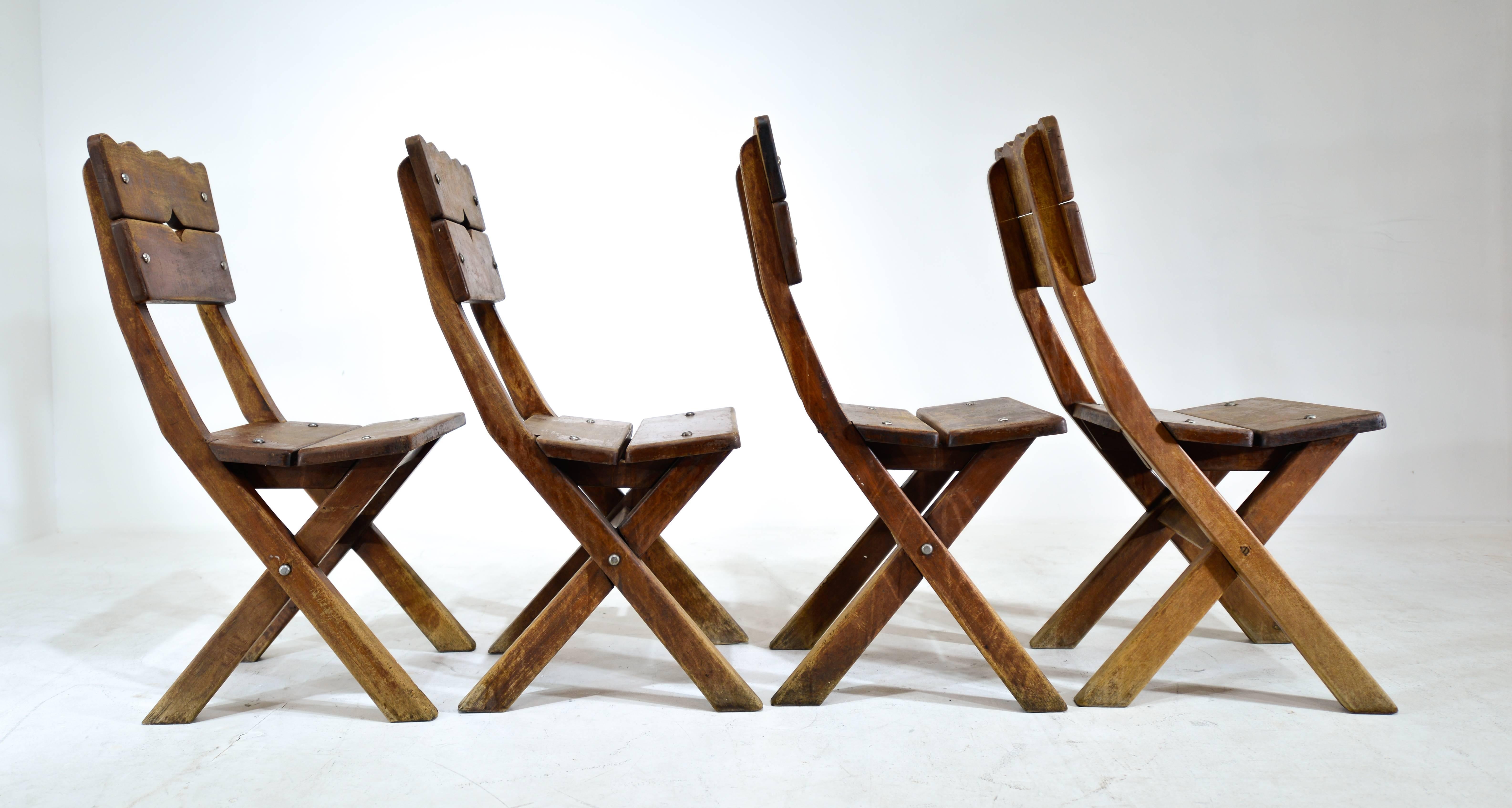 Set of Four Mexican Mahogany Chairs For Sale 3