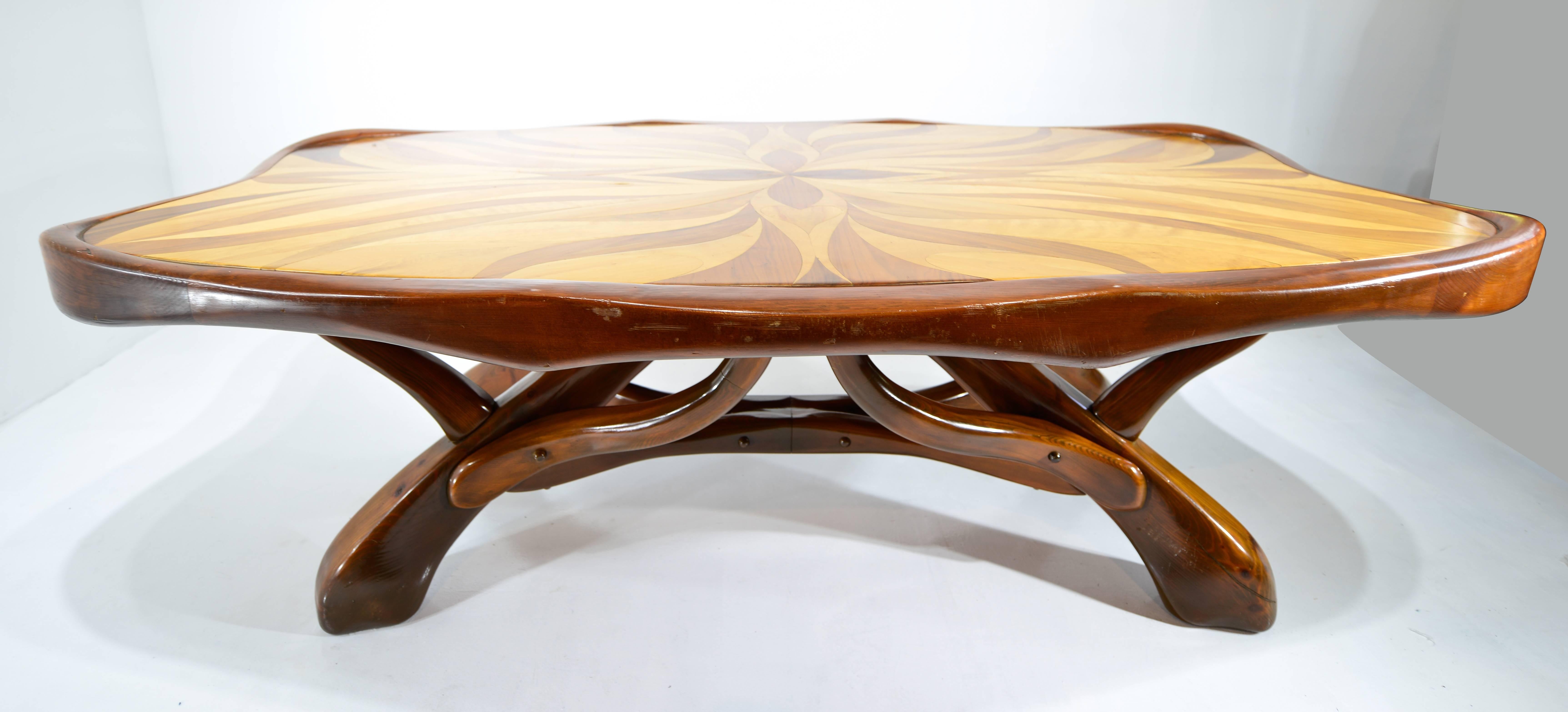 Organic Modern Marquetry Dining Table For Sale
