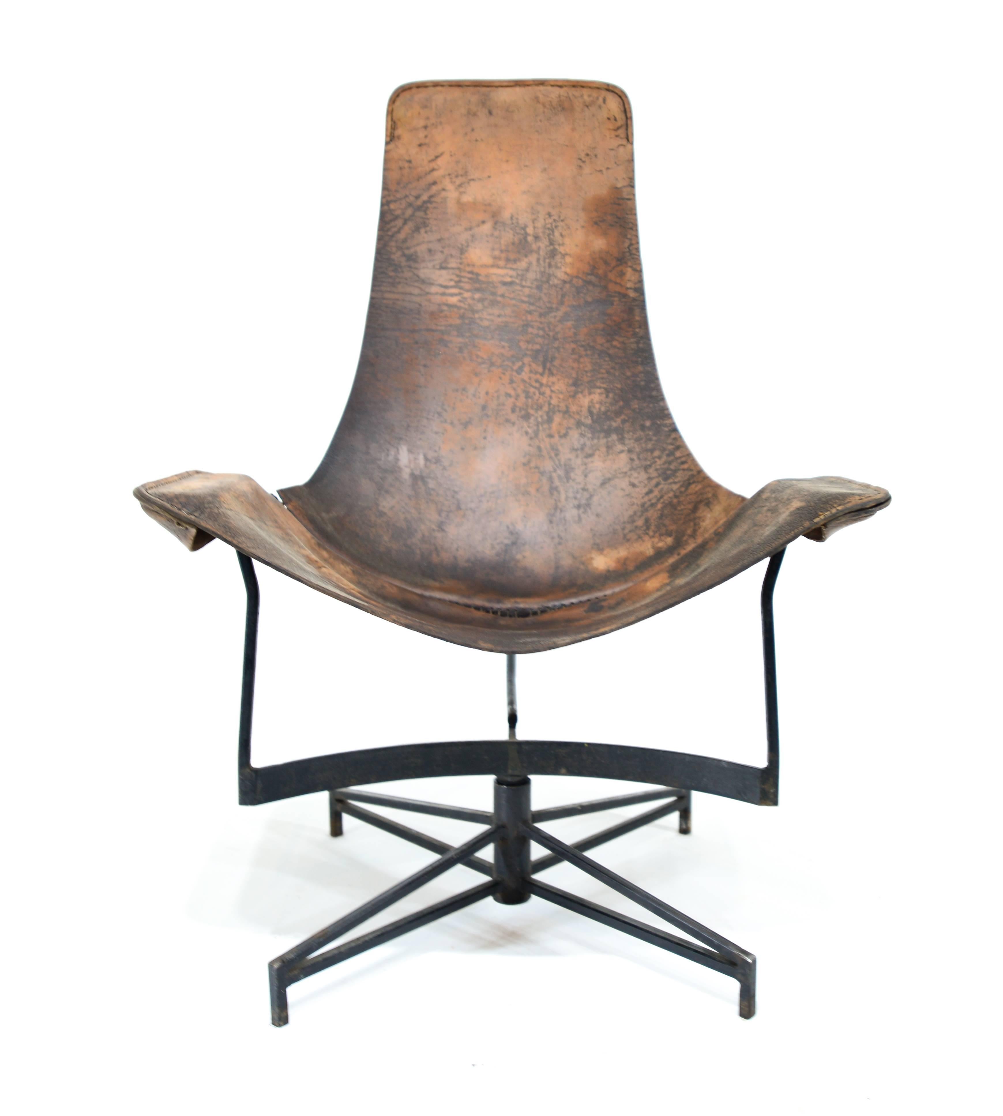 Mid-Century Modern William Katavolos Swiveling Leather Sling Chair