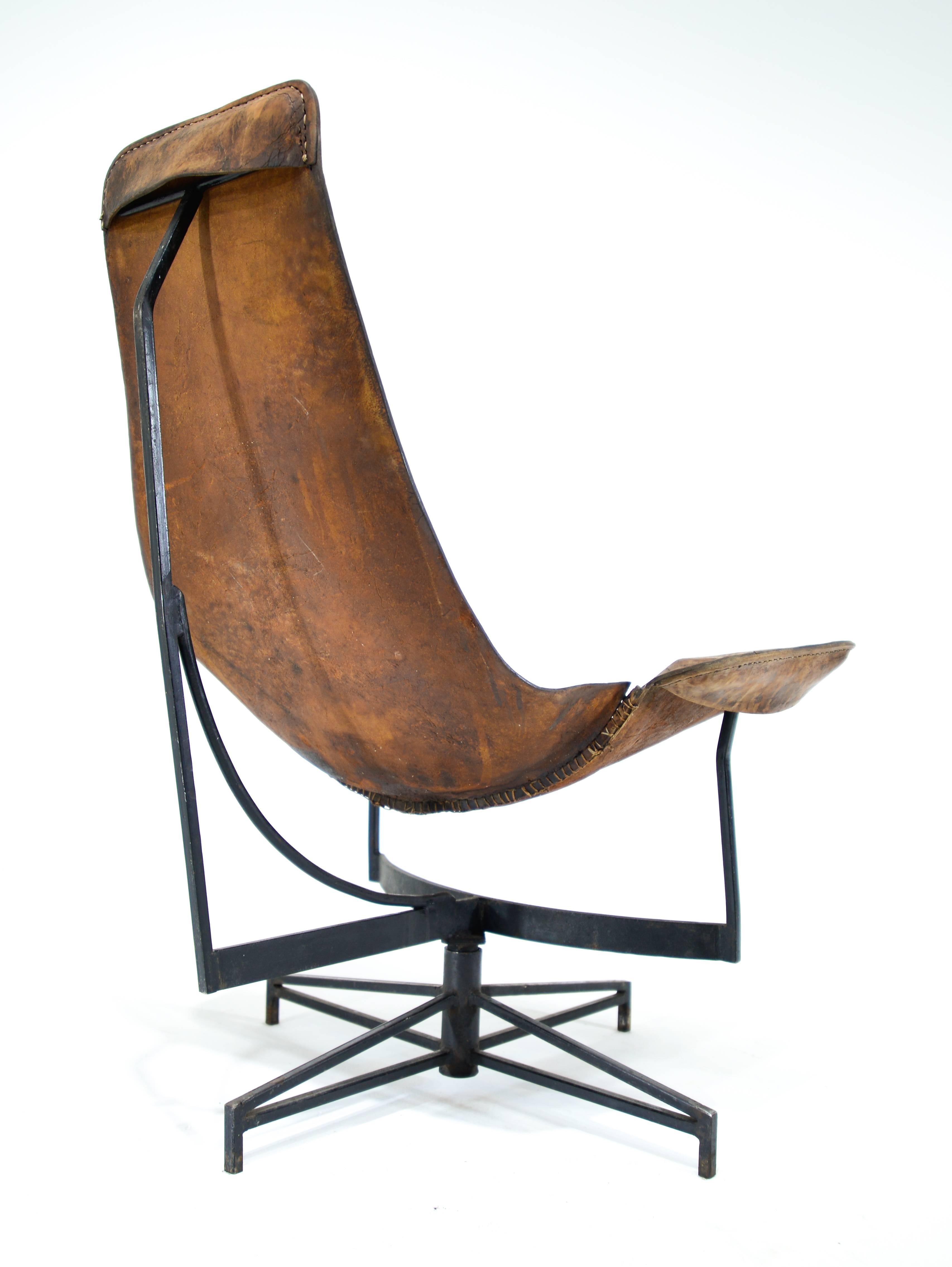 Mid-20th Century William Katavolos Swiveling Leather Sling Chair