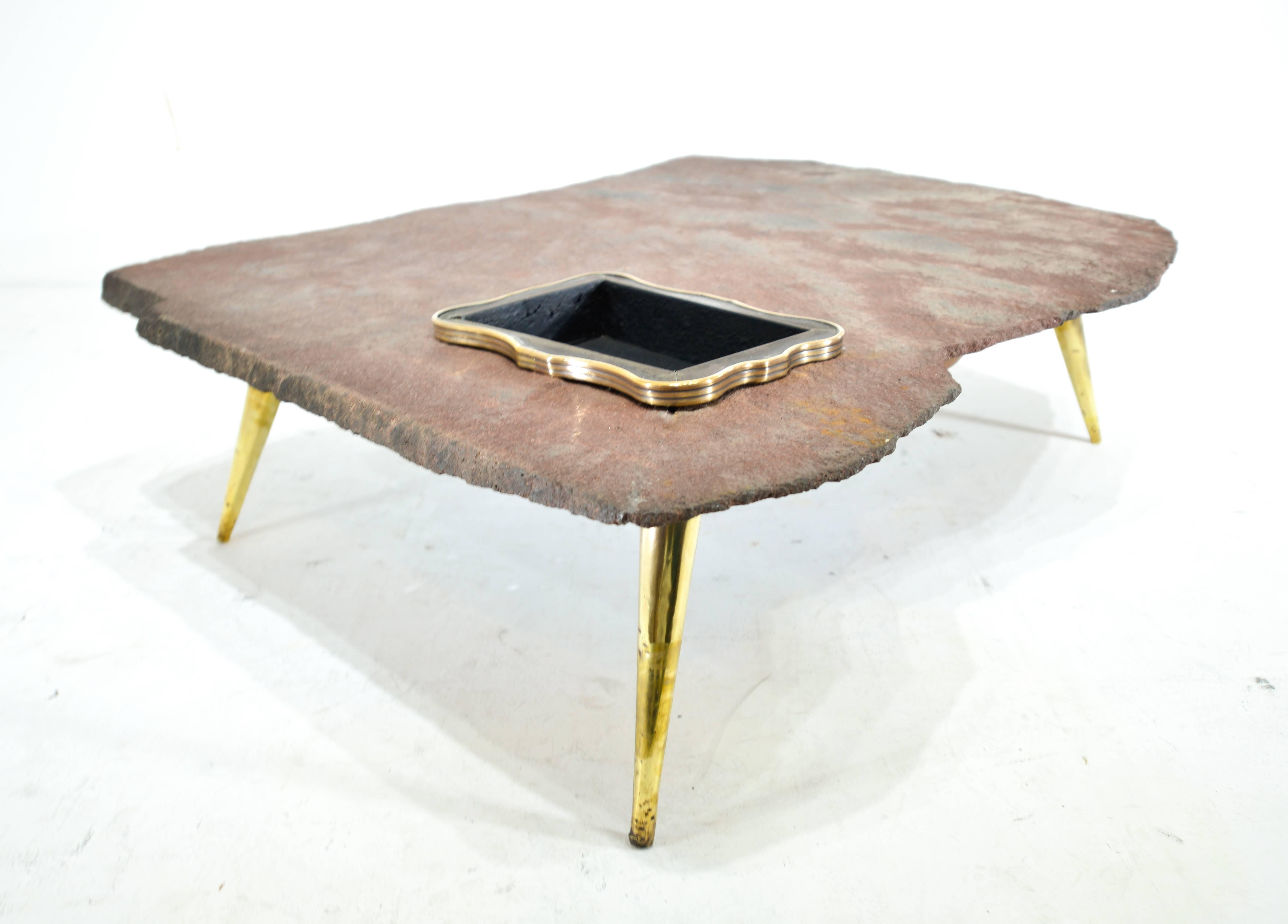 Stone top coffee table.