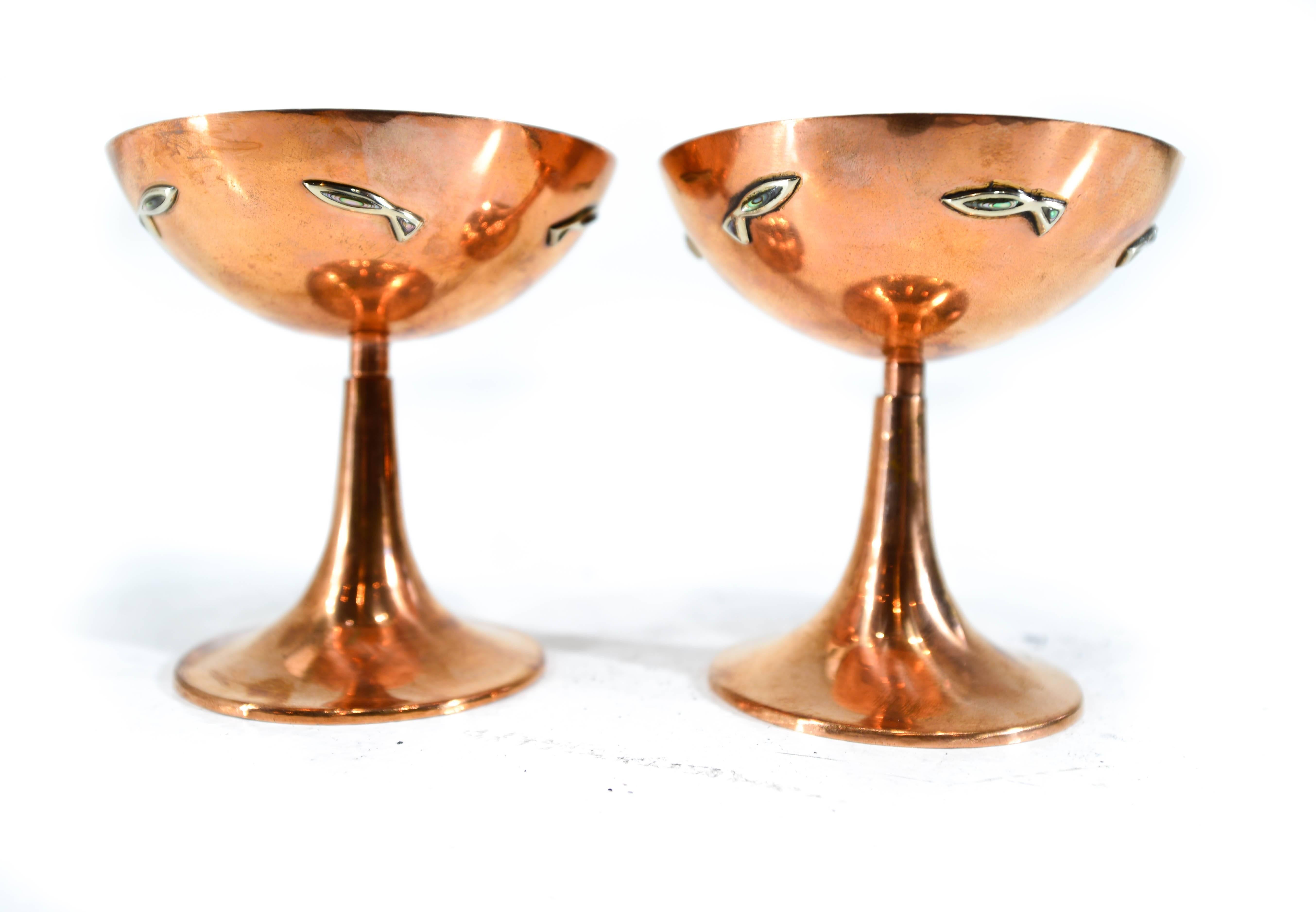 Mid-Century Modern Los Castillo, Set of Six Copper Goblets For Sale